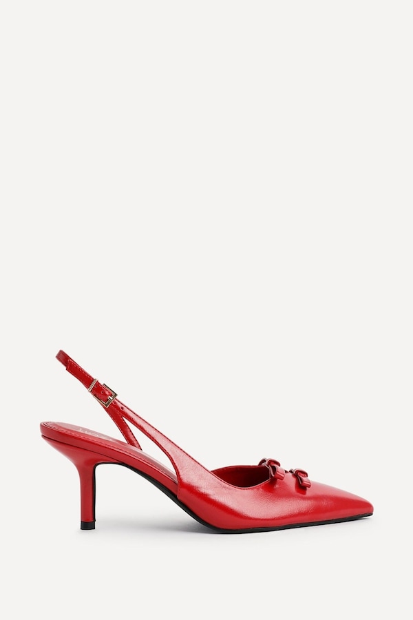 Linzi Aysha Red Faux Leather Court Heels