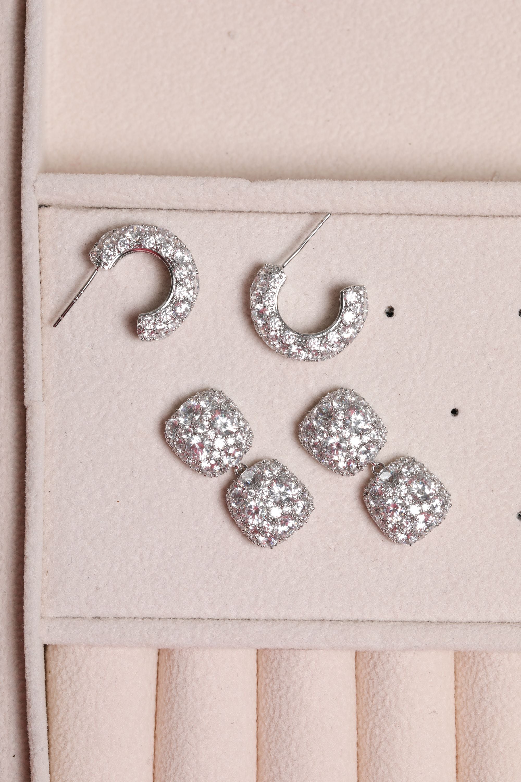 Jon Richard Rhodium Plated Pave Chubby Hoops image 3