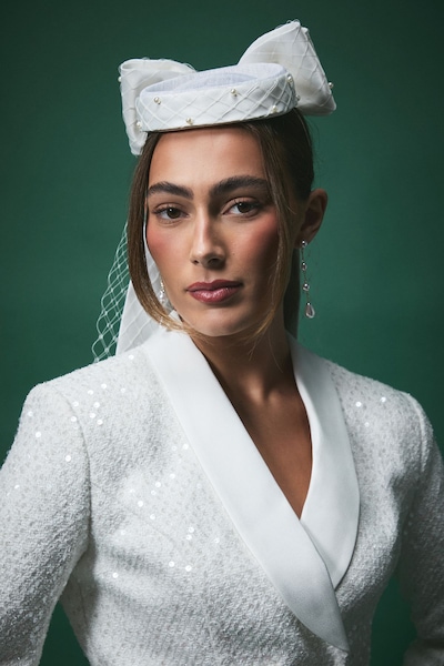 Coast Lisa Tan Bridal Bow Pill Box Fascinator Ivory