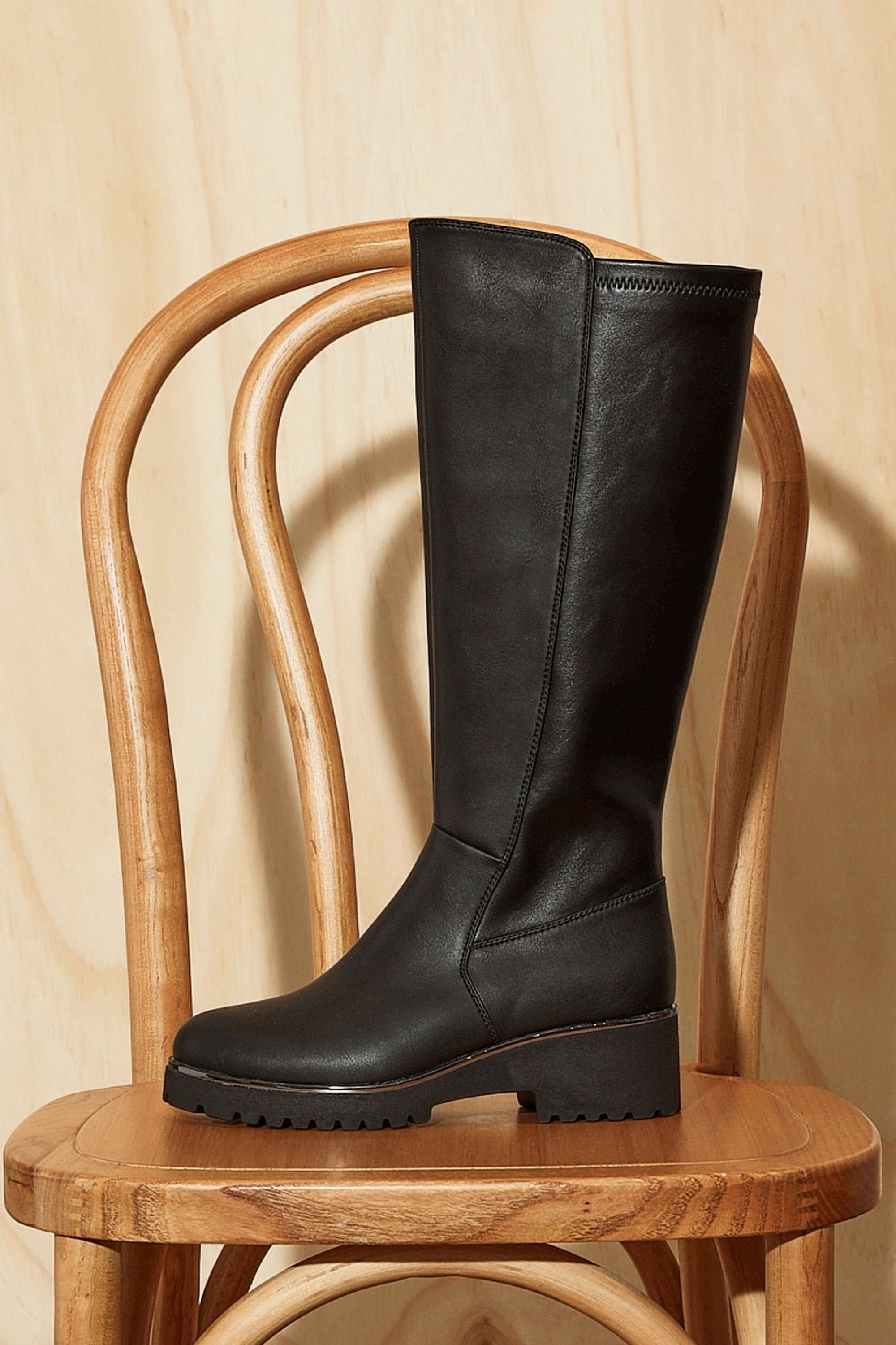 Linzi Gravity Black Faux Leather Long Boot image 2