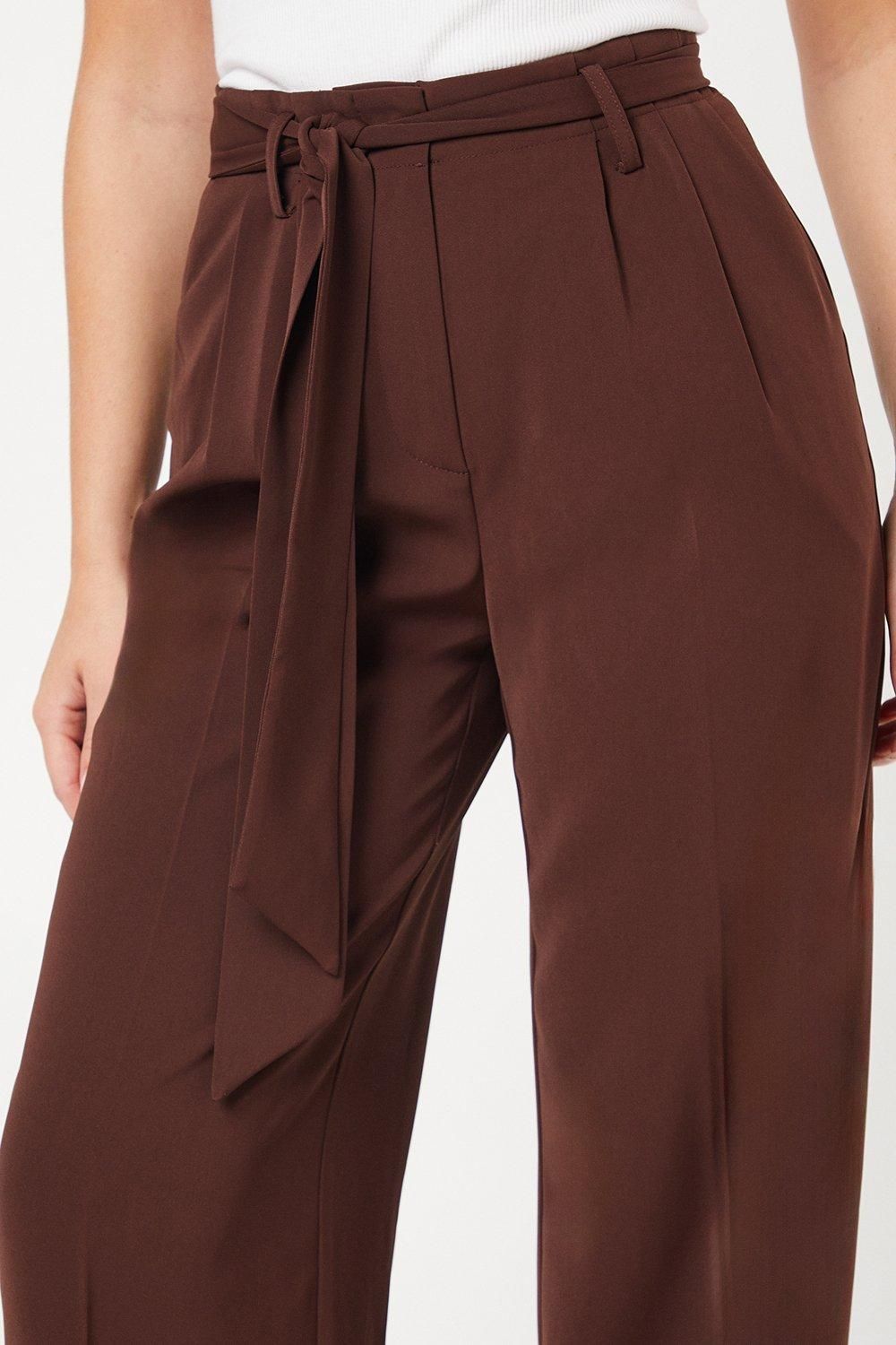 Dorothy Perkins Paperbag Belted Wide Leg Trouser Chocolate image 2