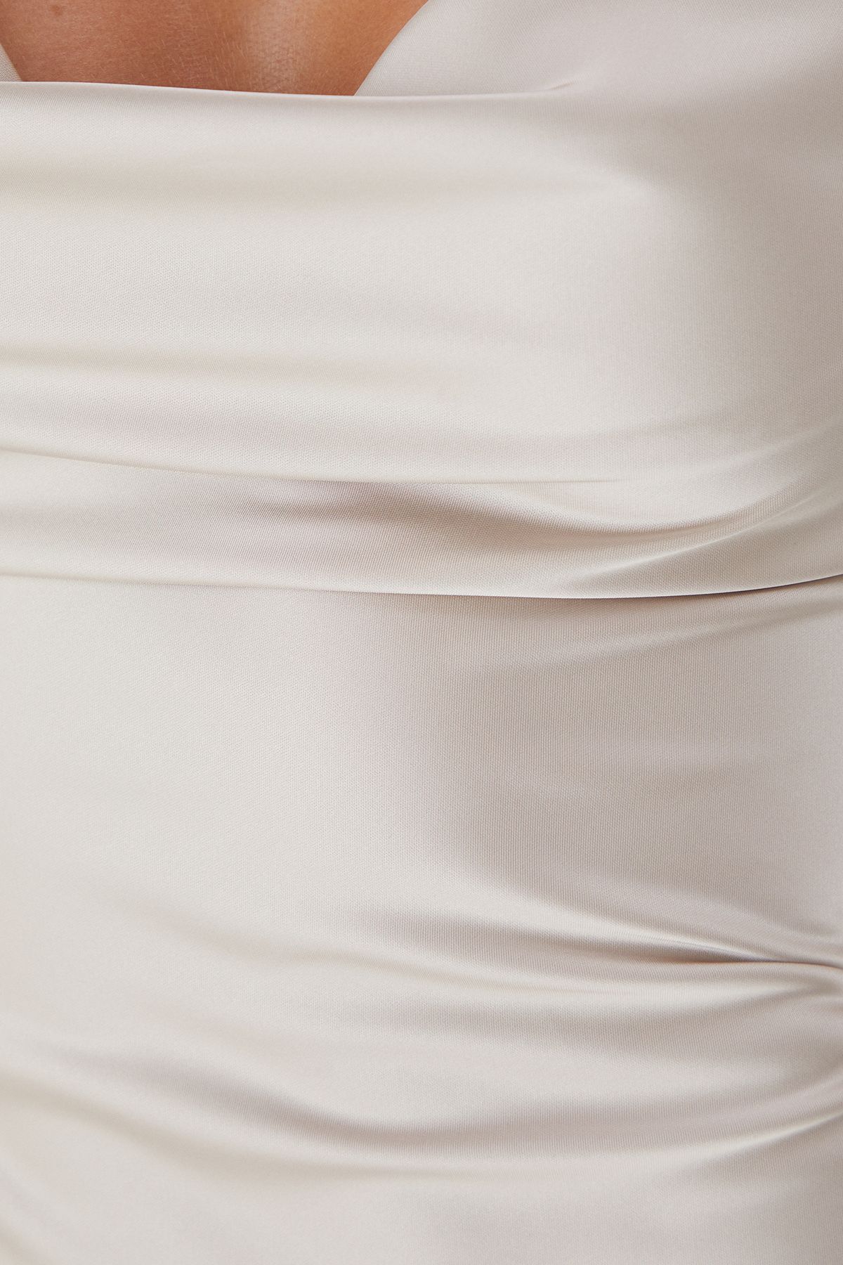 MissPap Premium Satin Cowl Neck Fishtail Maxi Bridesmaid Dress Champagne image 5