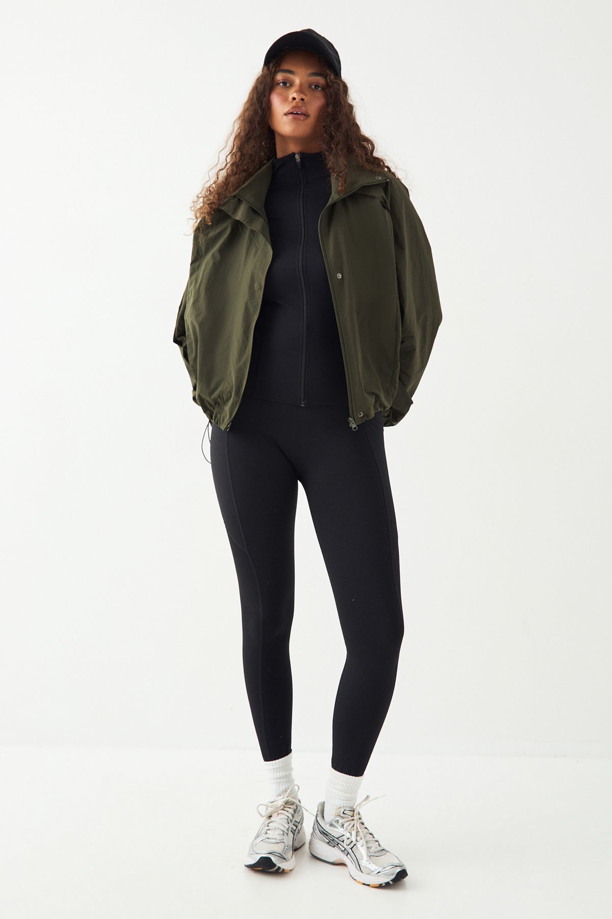 DSGN Studio DSGN Studio Sport Nylon Boxy Zip Through Funnel Neck Jacket Green image 3