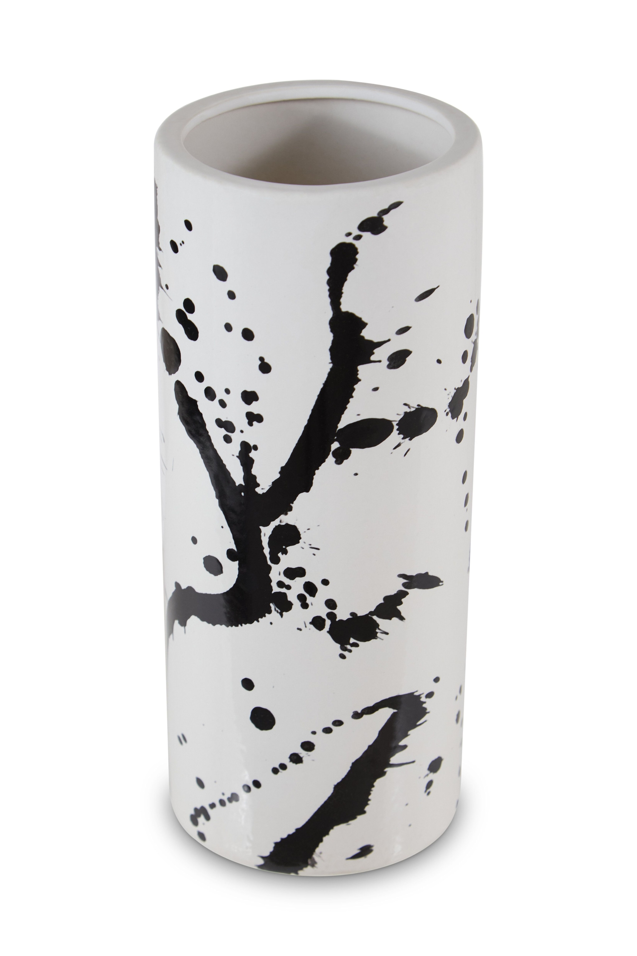 Orsina Contemporary Small Black And White Ceramic Vase, Durable Pottery Vase, Easily Maintained Vase For Flowers image 2