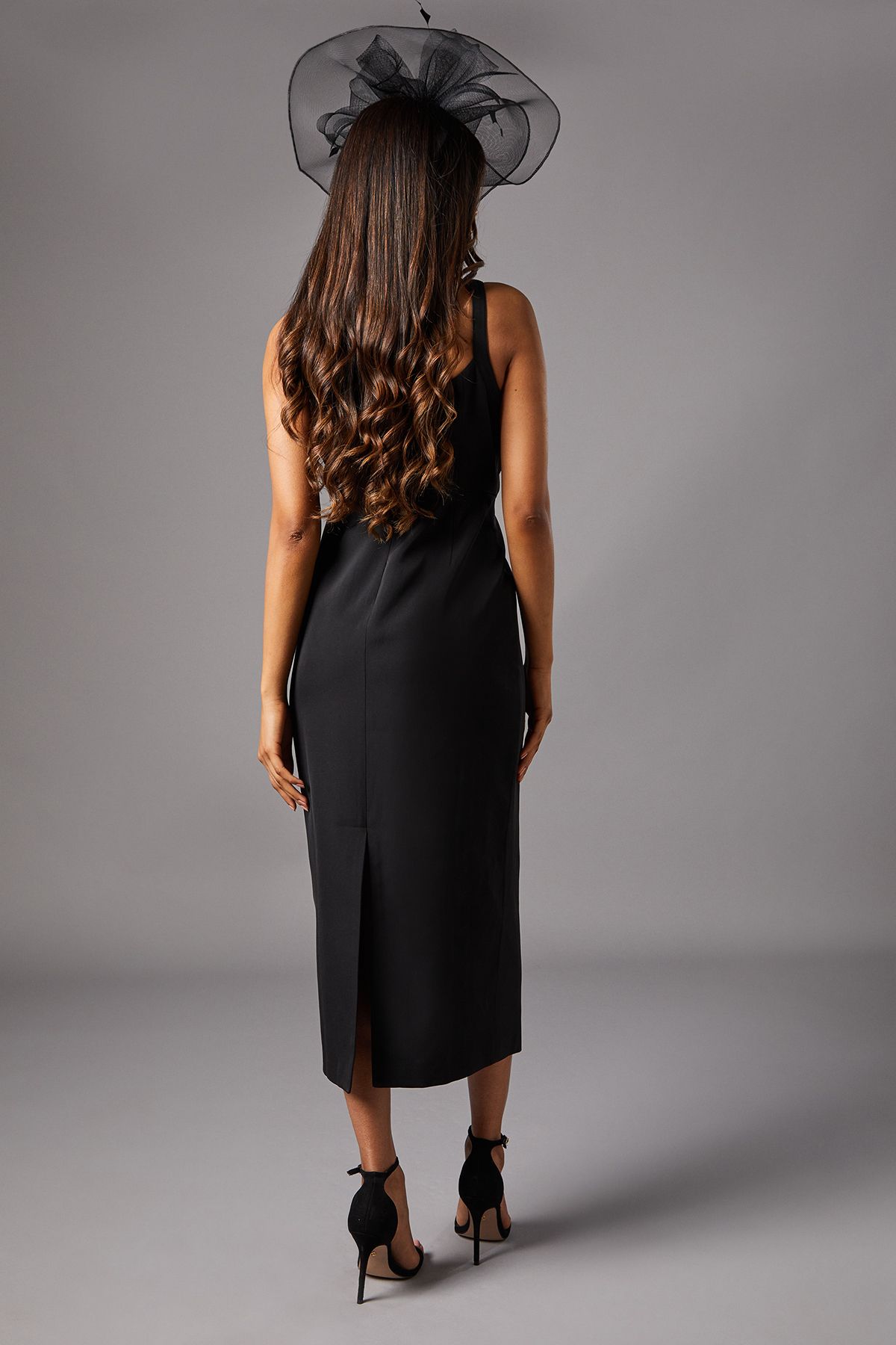 Coast Petite Bow Detail Strappy Pencil Dress Black image 4