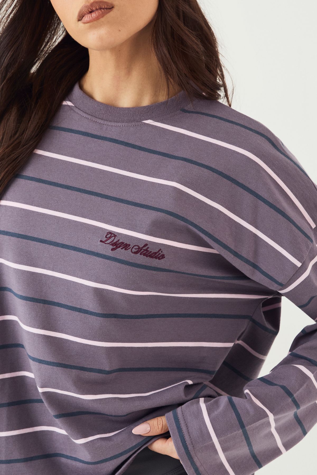 DSGN Studio DSGN Studio Stripe Long Sleeve T-Shirt Charcoal image 4