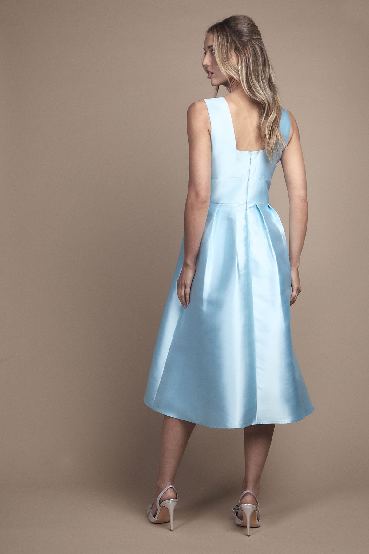 Coast Plunge Neck Structured Twill Midi Bridesmaid Dress Pale Blue image 4