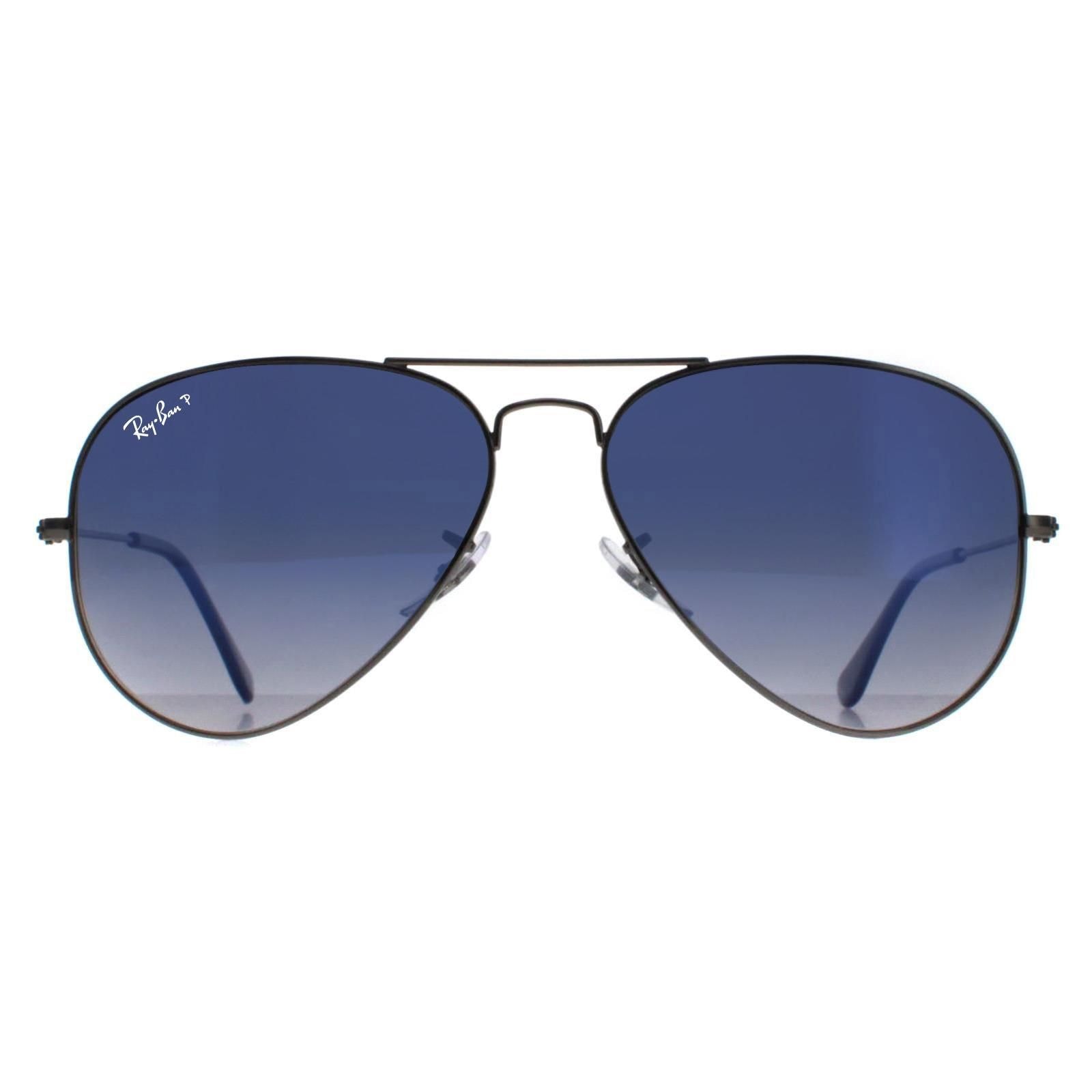 Ray-Ban Aviator Gunmetal Polarized Blue Gradient Grey Aviator 3025 Sunglasses image 1