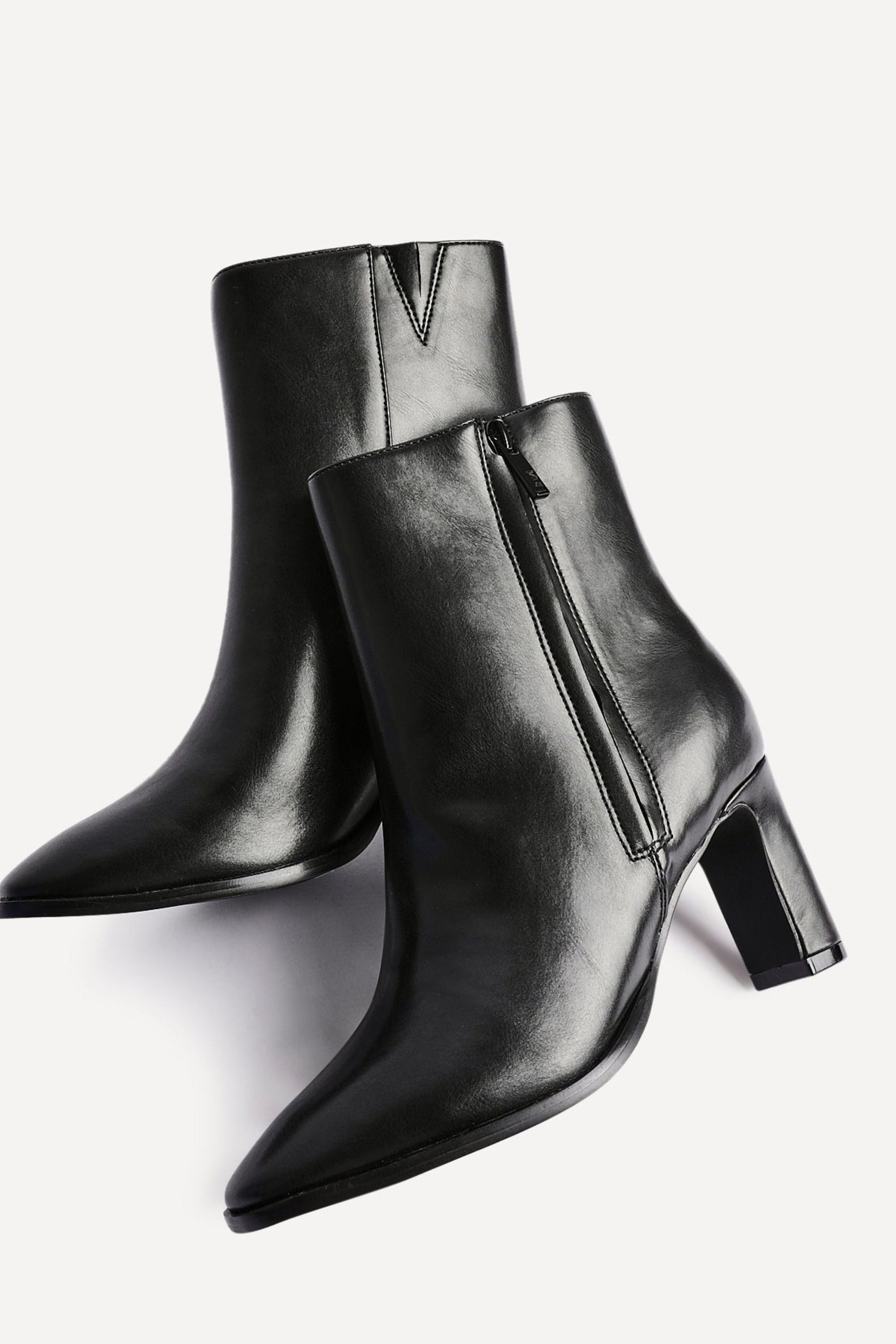 Linzi Jonas Black Faux Leather Block Heel Ankle Boot image 5