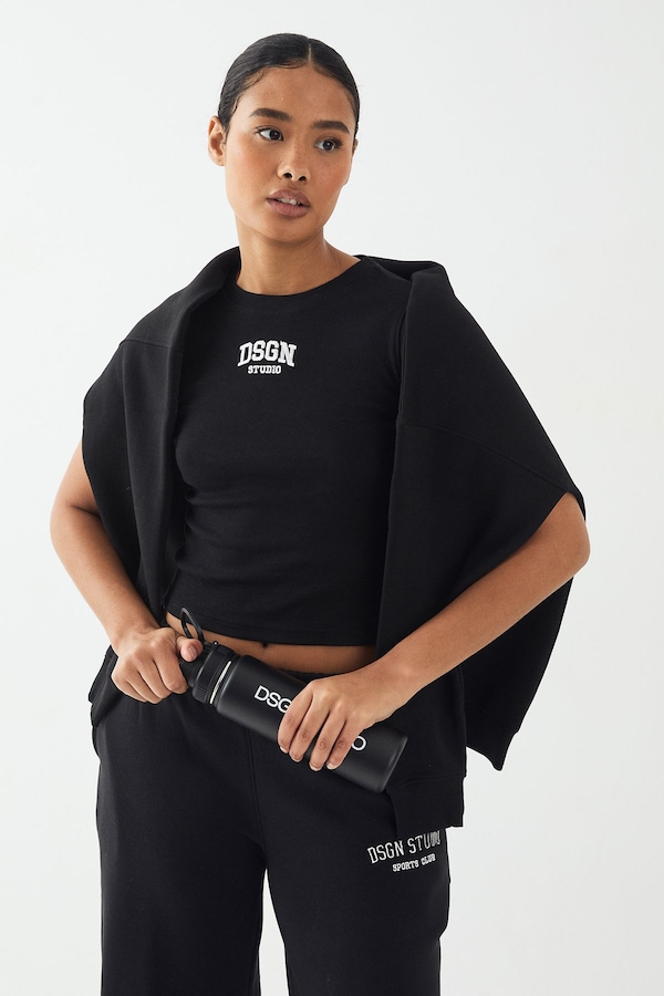 DSGN Studio DSGN Studio Collegiate Embroidered Rib Baby T-shirt Black