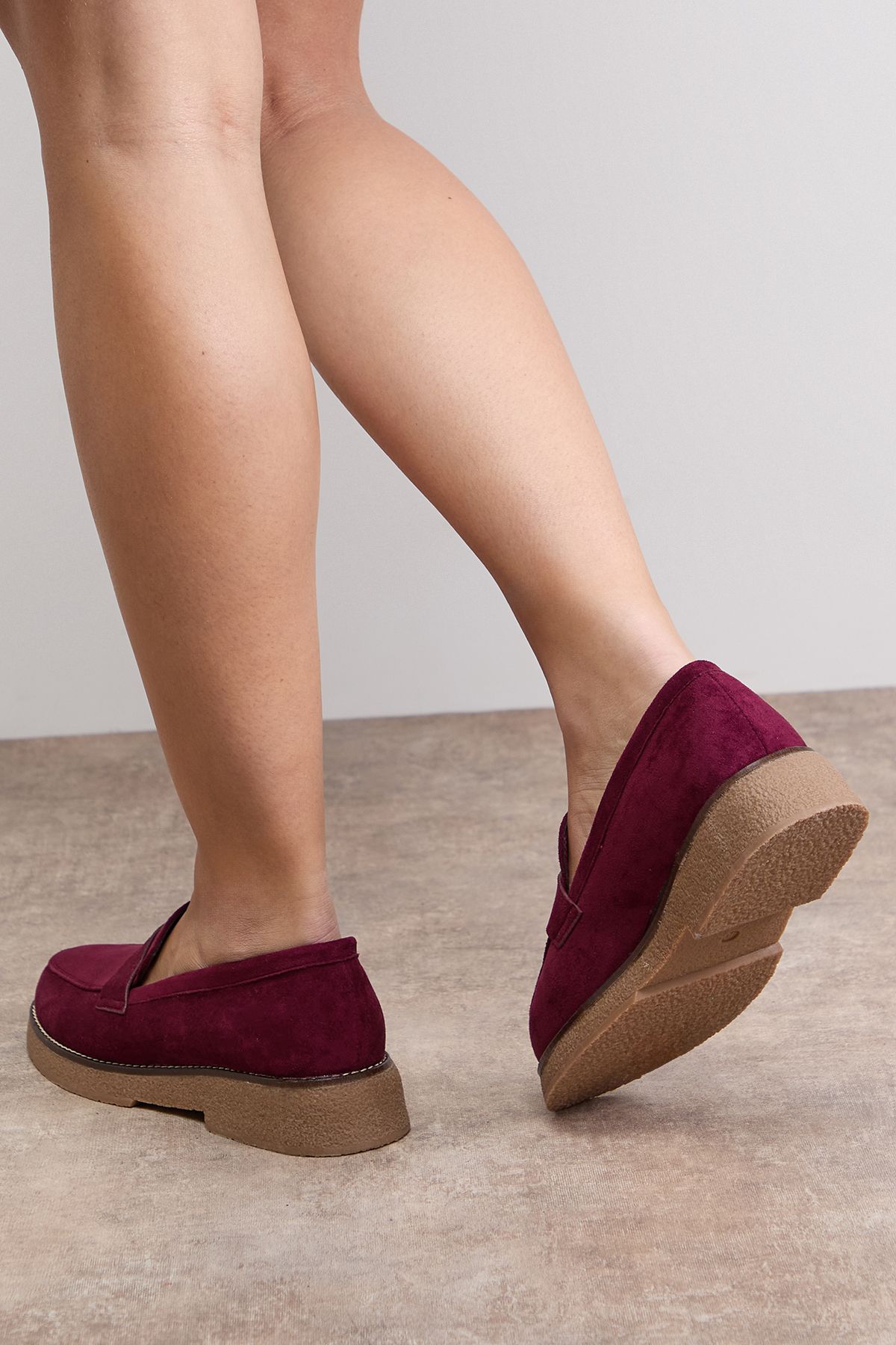 Oasis Isabel Faux Suede Casual Loafers Wine image 4