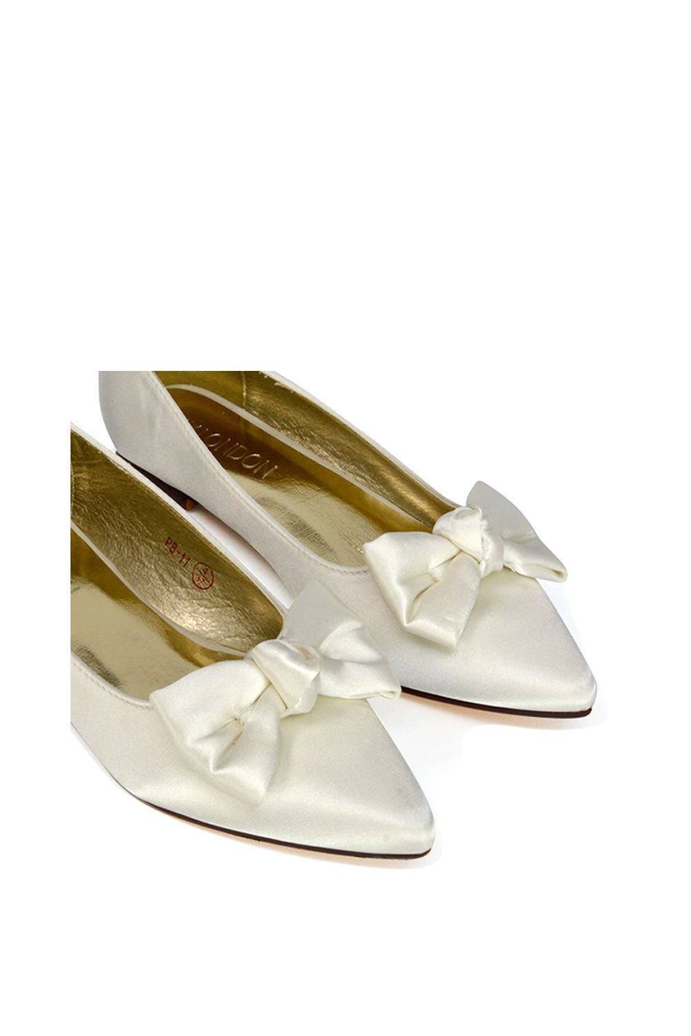 XY London 'Cally' Bow Detail Pointed Toe Ballerina Bridal Pump Shoes image 5