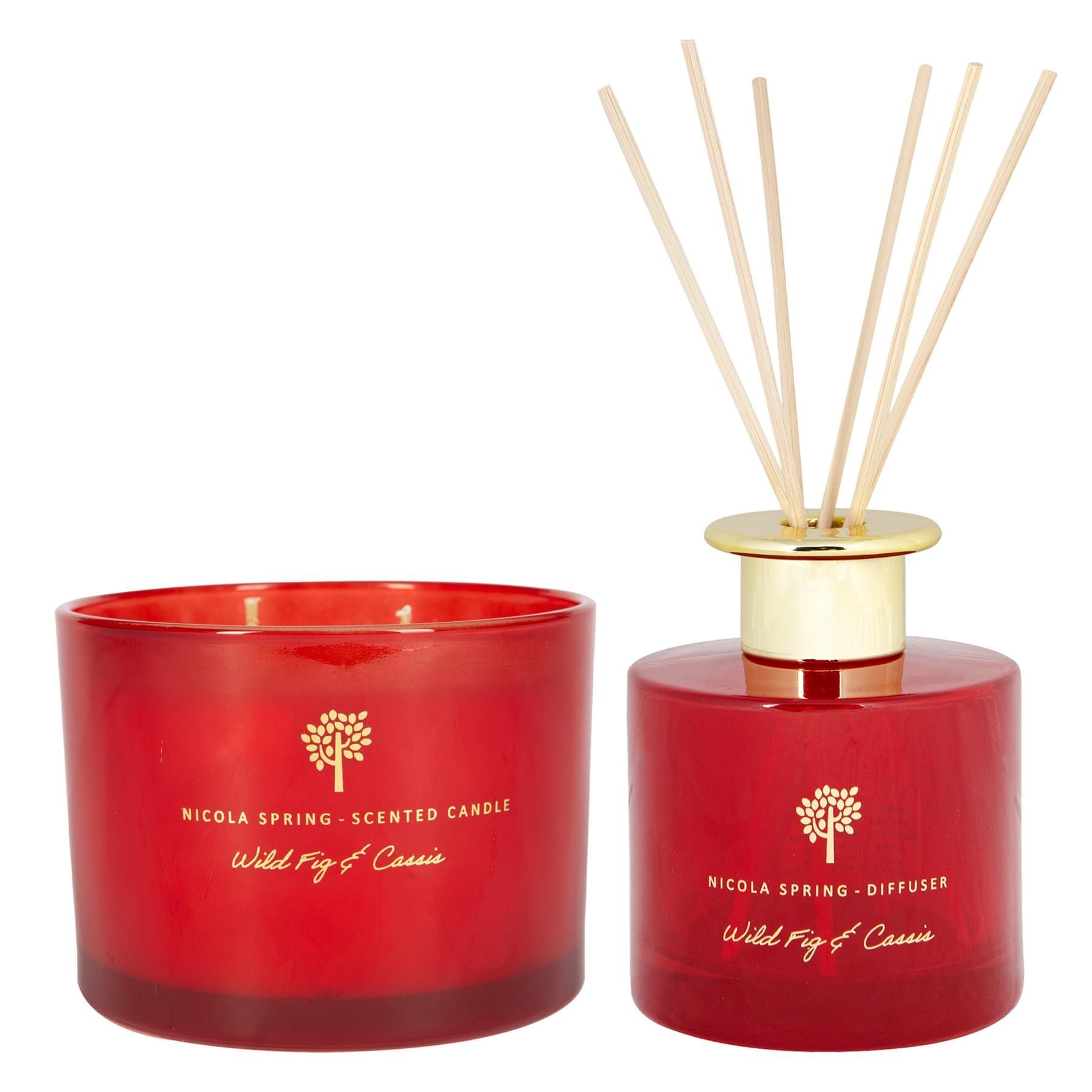 Nicola Spring Wild Fig & Cassis Candle & Diffuser Gift Set - 350g Jar + 200ml Diff image 1