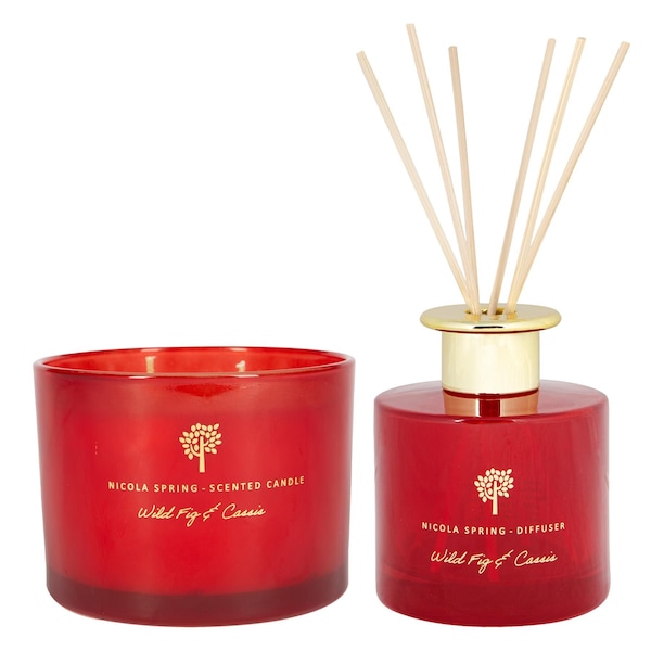 Nicola Spring Wild Fig & Cassis Candle & Diffuser Gift Set - 350g Jar + 200ml Diff