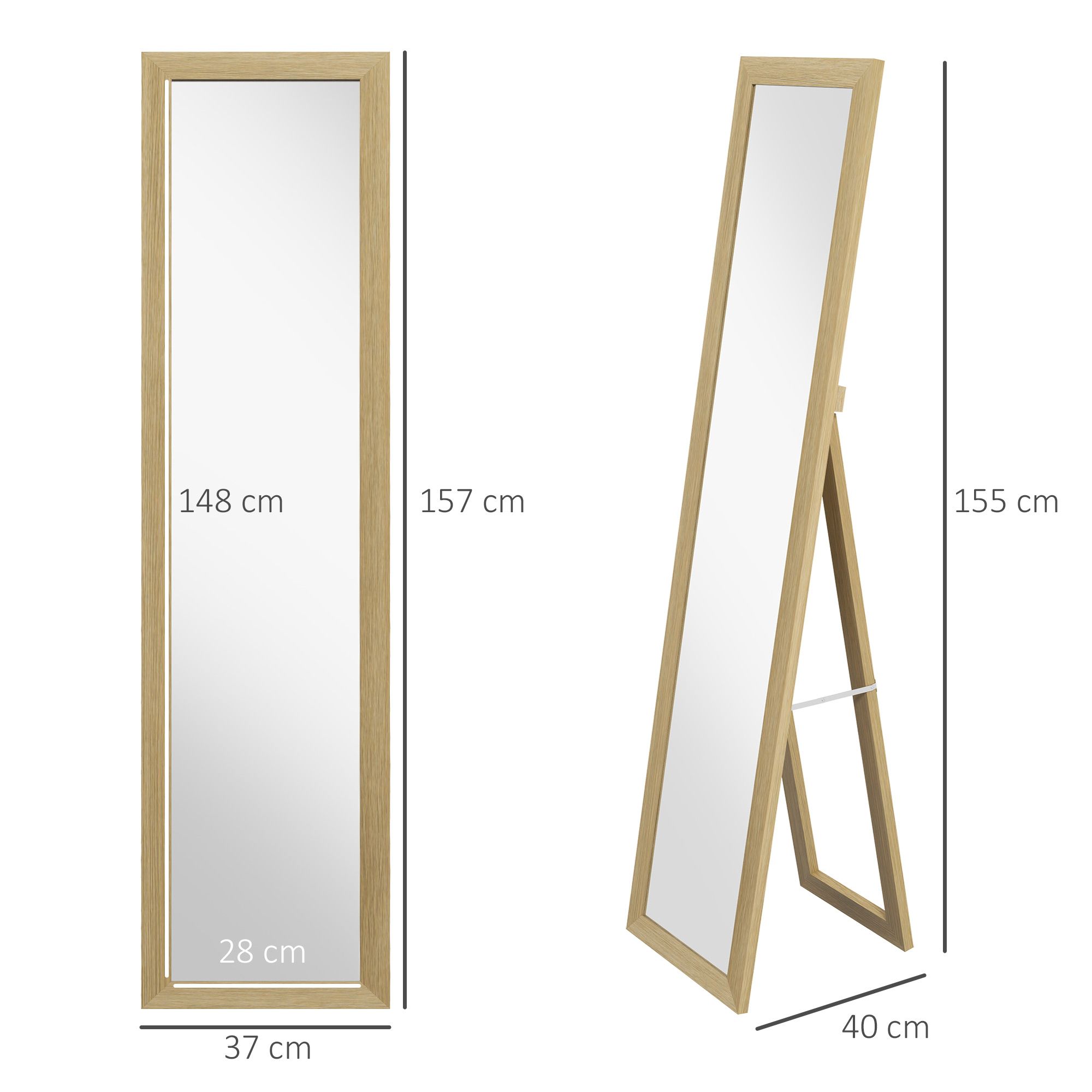HOMCOM Rustic Full Length Mirror, Hanging and Freestanding Tall Mirror for Bedroom image 3