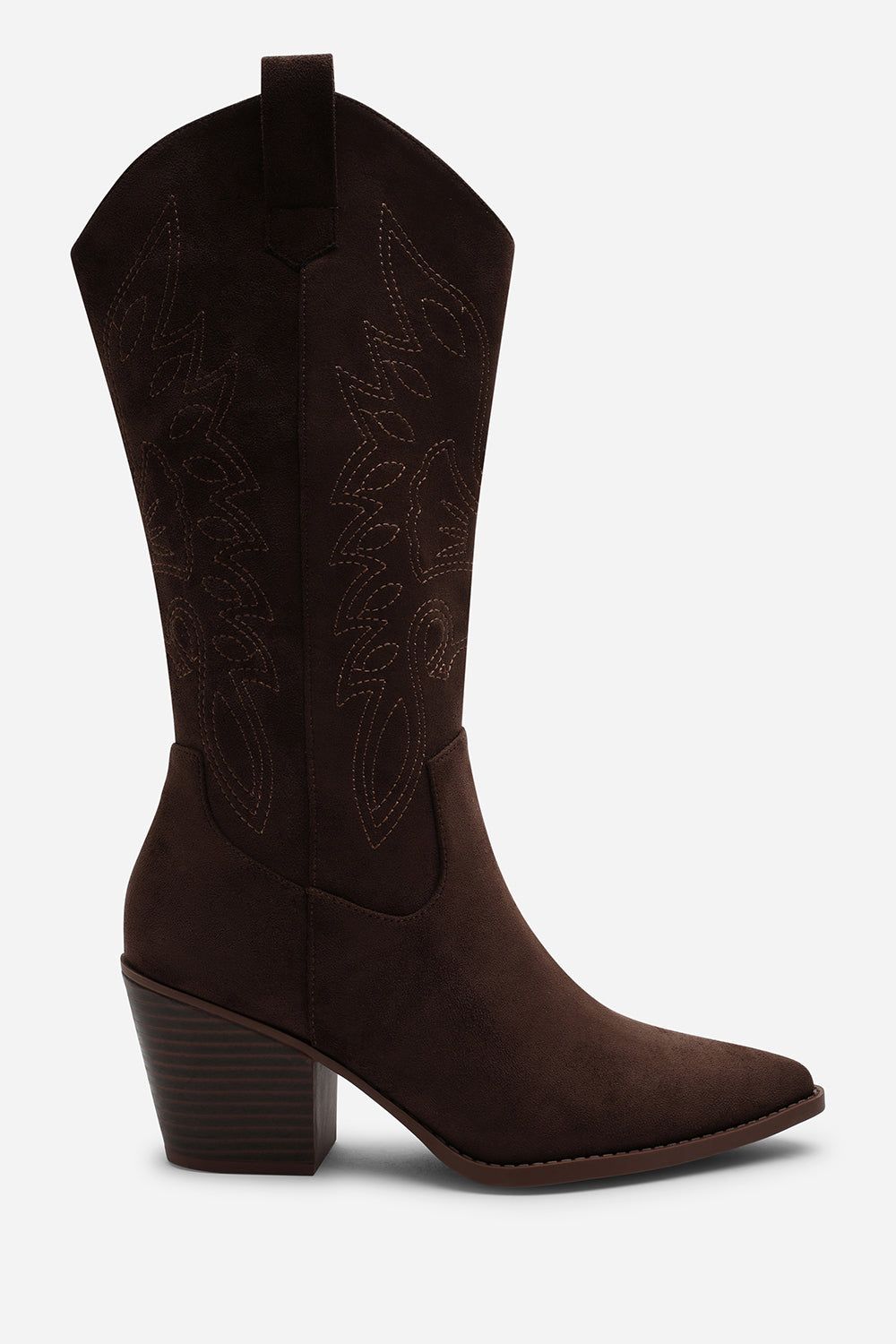 Where's That From Yasmine Calf Cowboy Boots Block Heel Western Embroidered