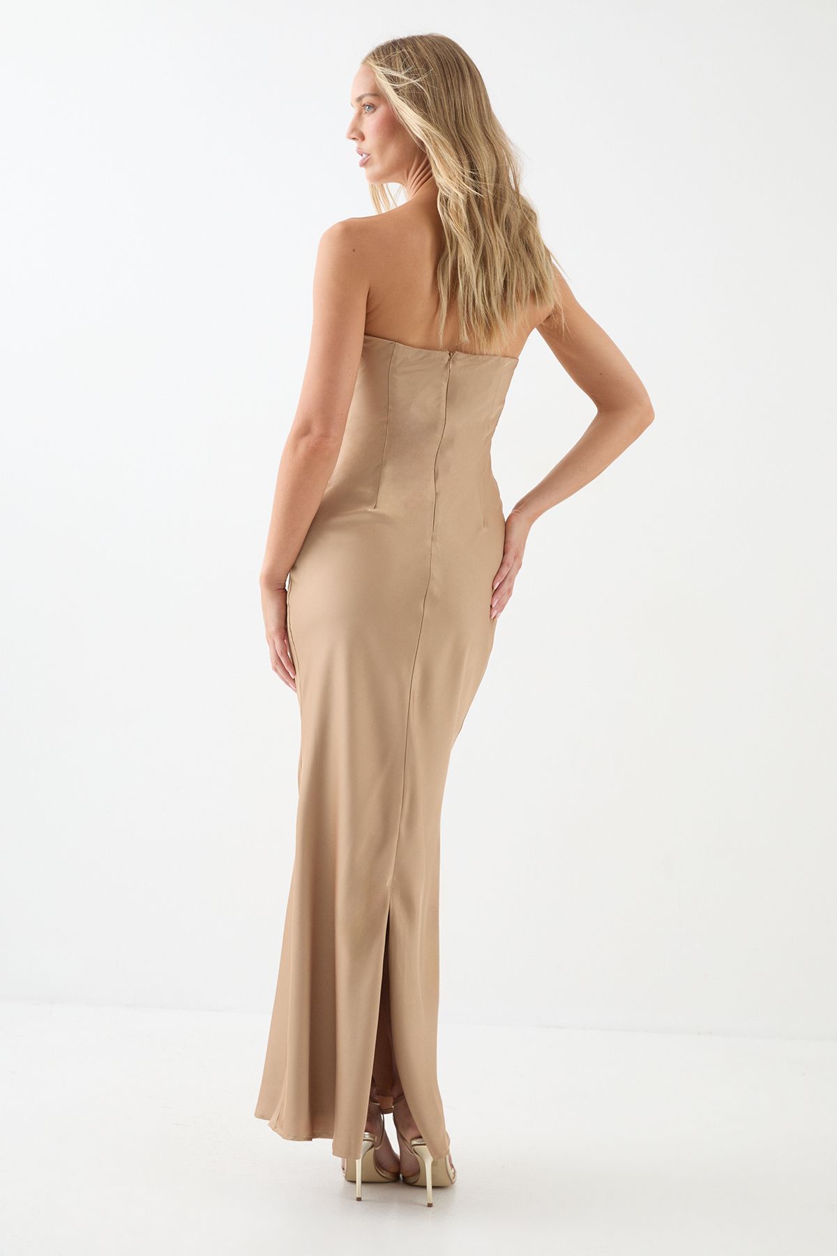 MissPap Knot Detail Detachable Strap Bridesmaid Dress Bronze image 3