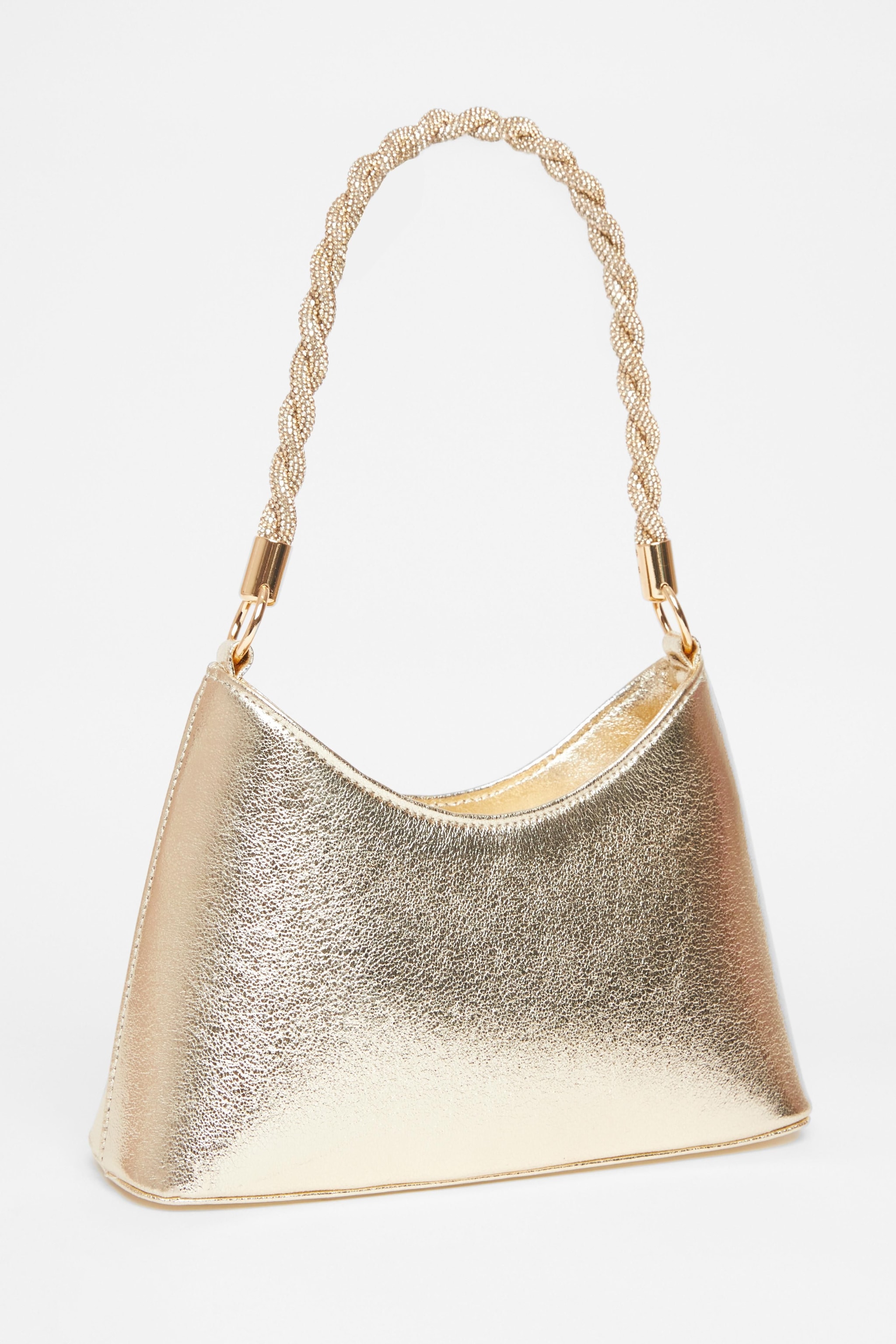 Quiz Gold Diamante Twist Handle Bag image 1
