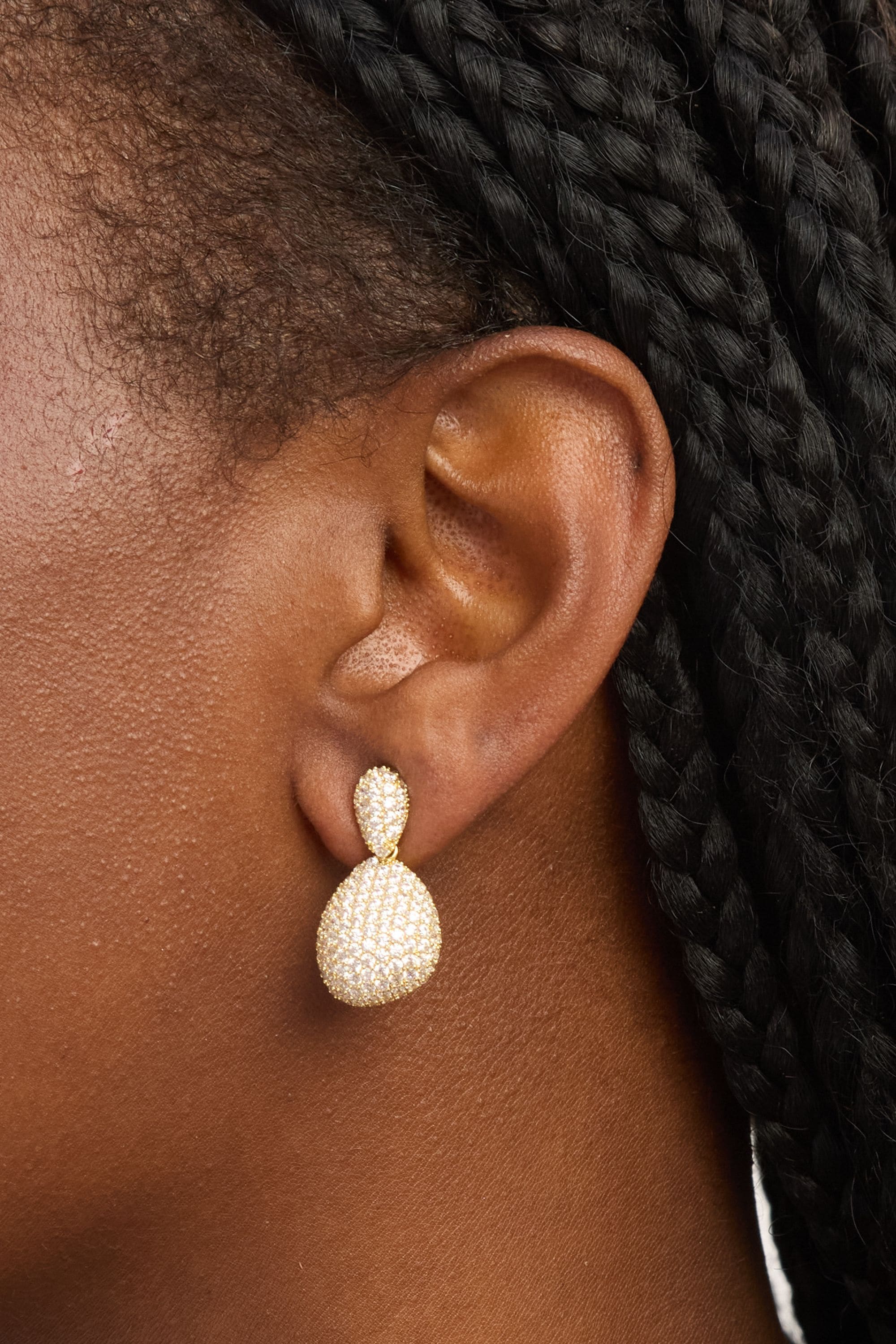 Jon Richard Gold Plated and Crystal Double Drop Dome Earrings image 2