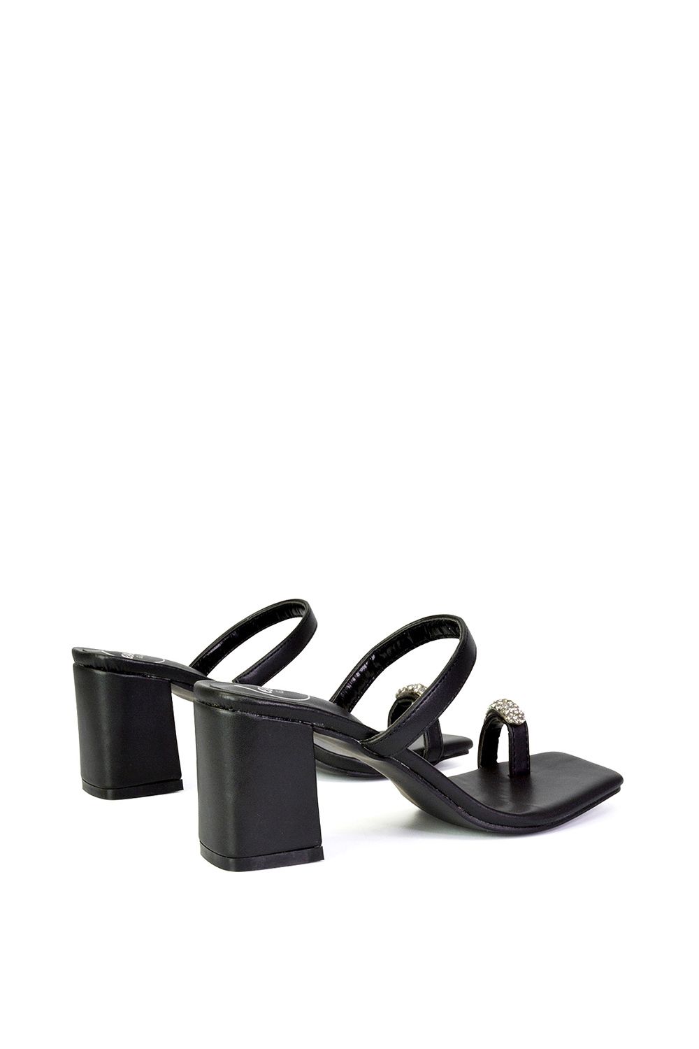 XY London 'Daiquiri' Double Strap Square Toe Ring Block Heel Sandals image 4