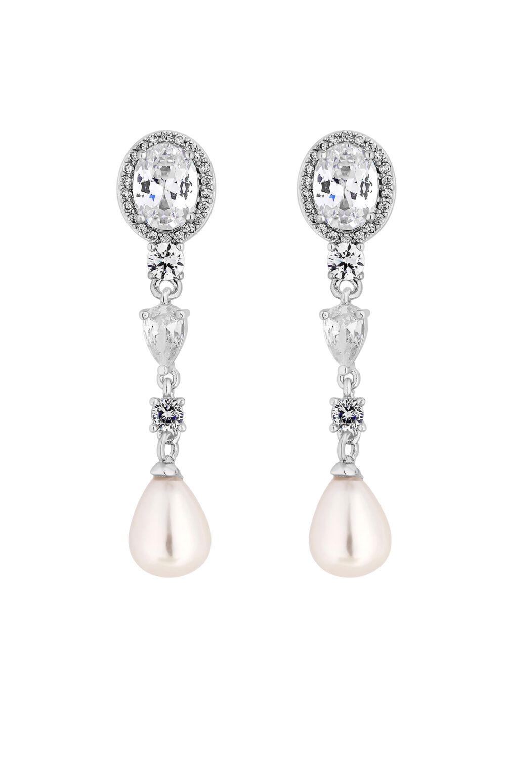 Jon Richard Silver Crystal And Pearl Drop Earrings