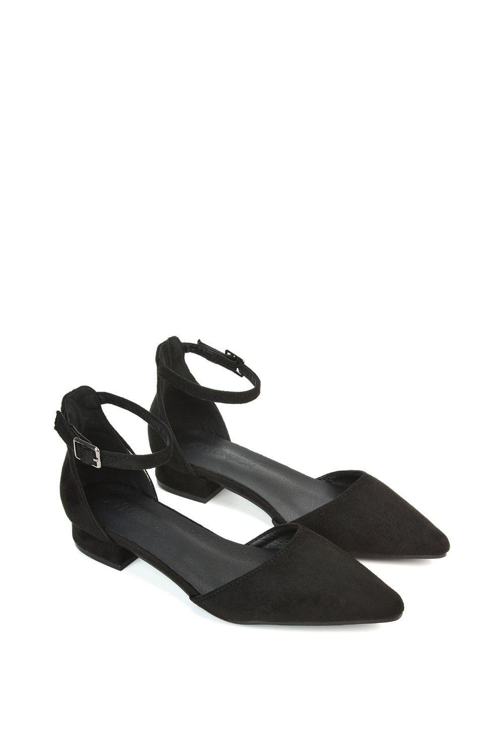 XY London 'Jenny' Low Heel Flat Pointed Toe Ankle Strap Court Shoes image 5