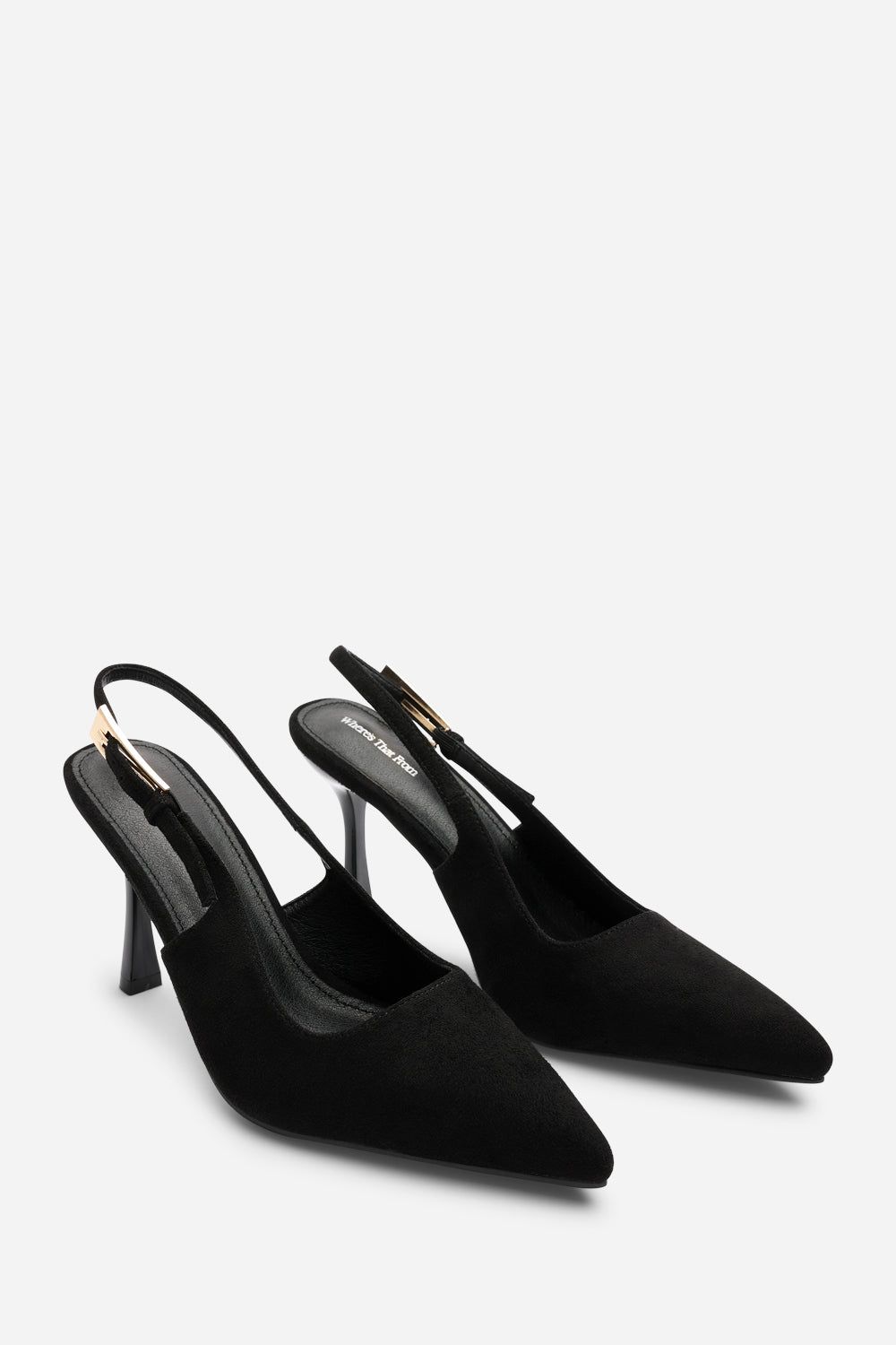Where's That From 'Tiana' Suede Pointed Toe Sling Back Mid Heel with Buckle Strap image 4