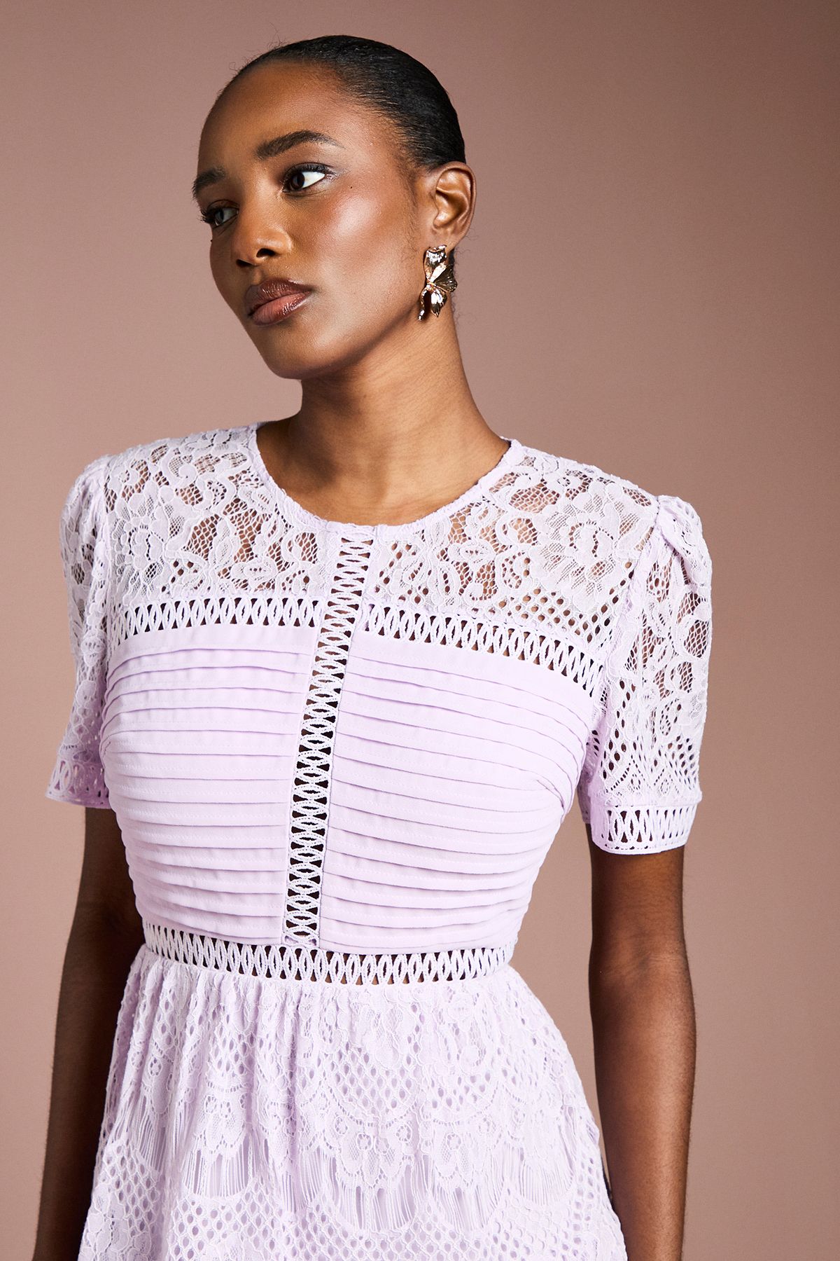 Coast Tiered Lace Midi Dress Lilac image 5