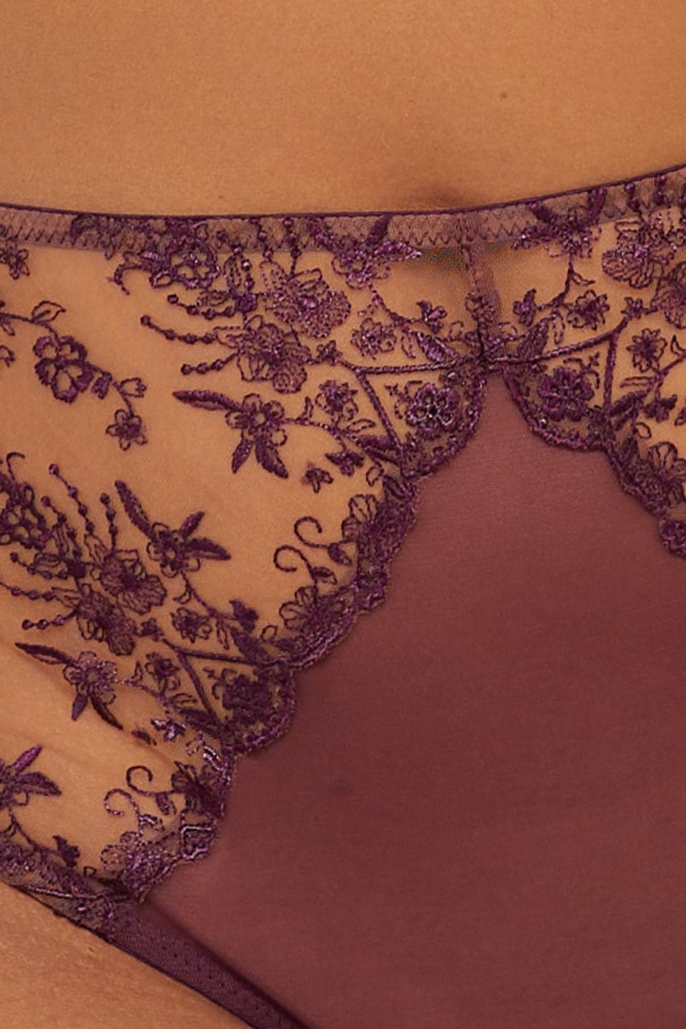 Playful Promises Cassia Wine Custom Embroidery High Waisted Thong image 2