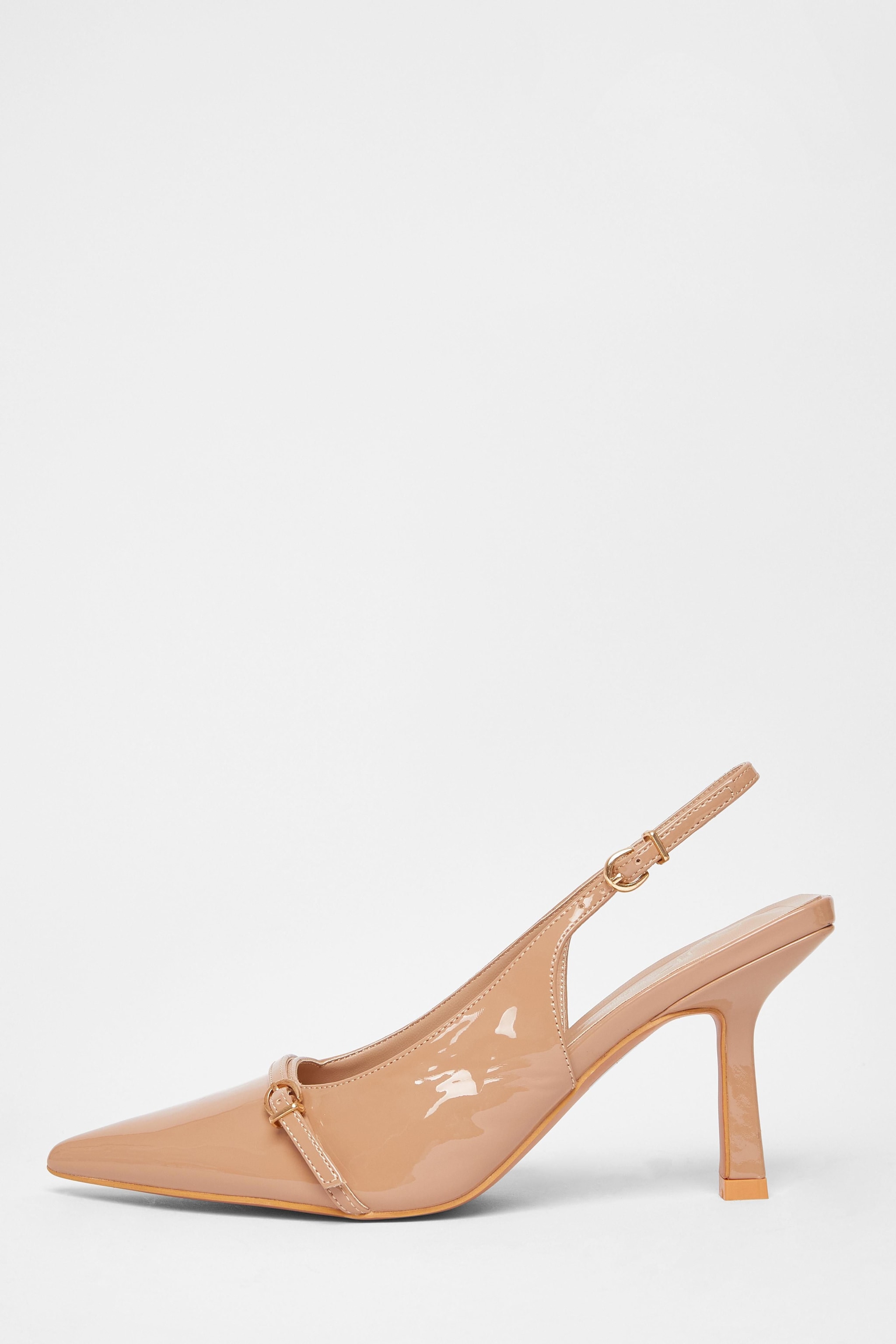 Quiz Nude Wide Fit Slingback Court Heels image 3