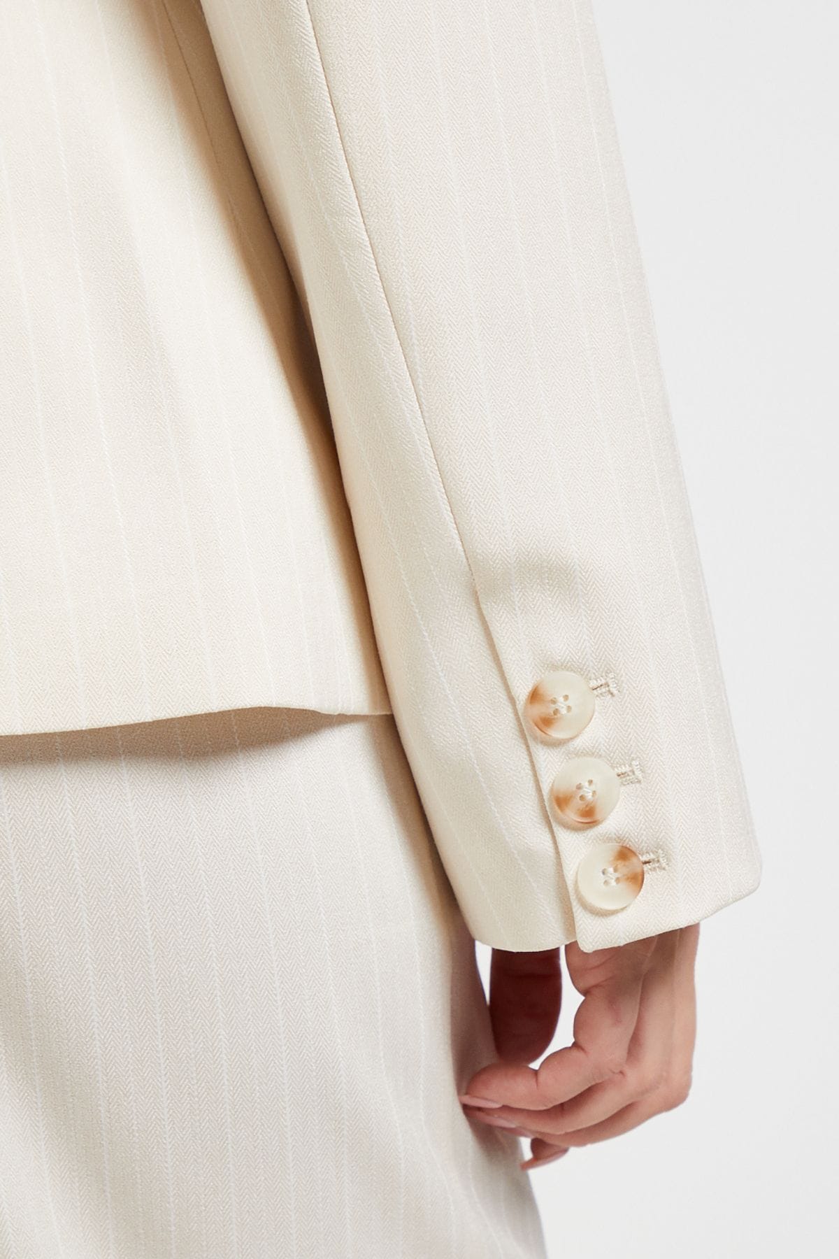 Dorothy Perkins Structured Shoulder Pinstripe Blazer Stone image 5