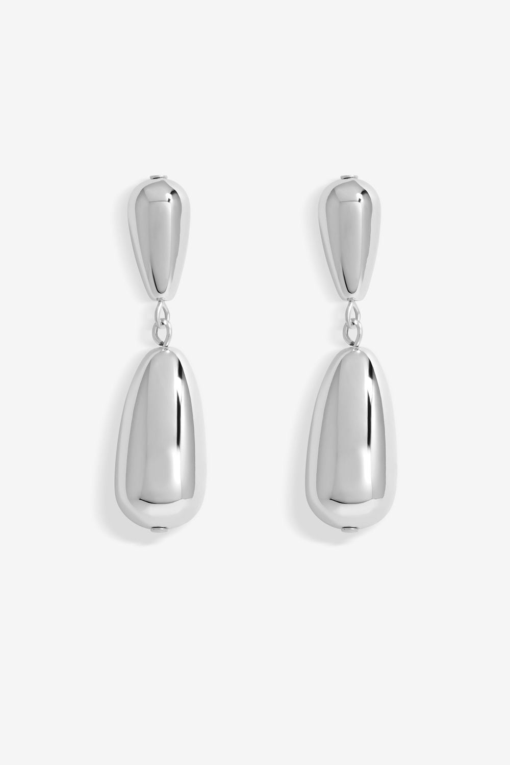 Mood Silver Polished Dome Drop Earrings image 1