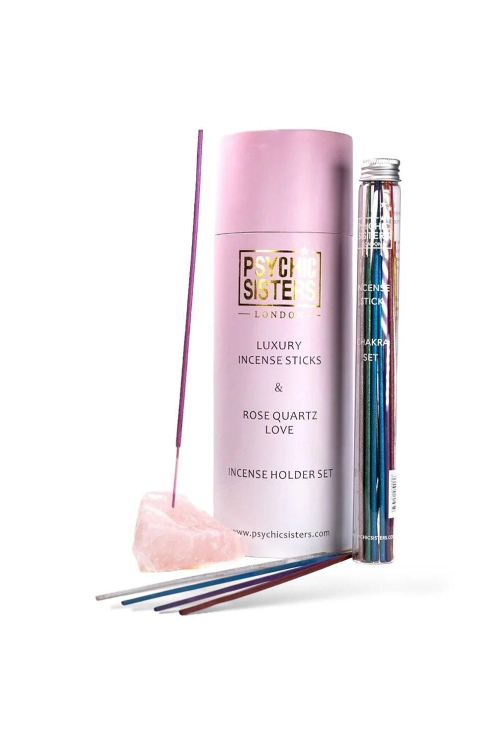 Psychic Sisters Rose quartz incense & holder set Multi image 1