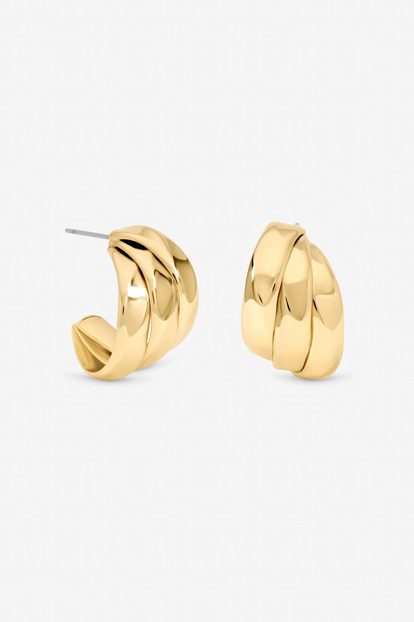 Jon Richard Gold Plated Multirow Molten Hoop Earrings