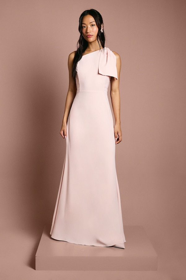 Coast Coast Honoured Bow One Shoulder Maxi Bridesmaid Dress Blush