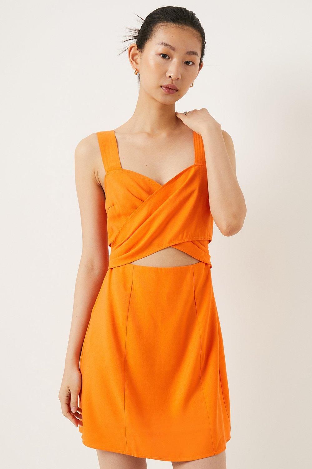 Oasis Wrap Over Mini Dress Orange