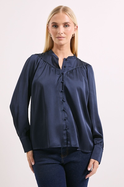 Principles Navy Hammered Satin Piped Detail Batwing Shirt Navy
