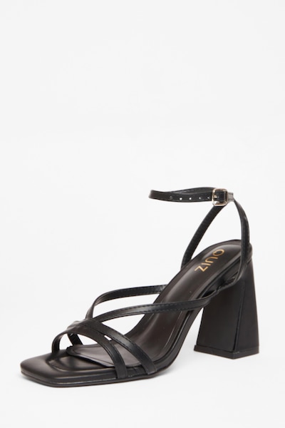 Quiz Black Strappy High Block Heels