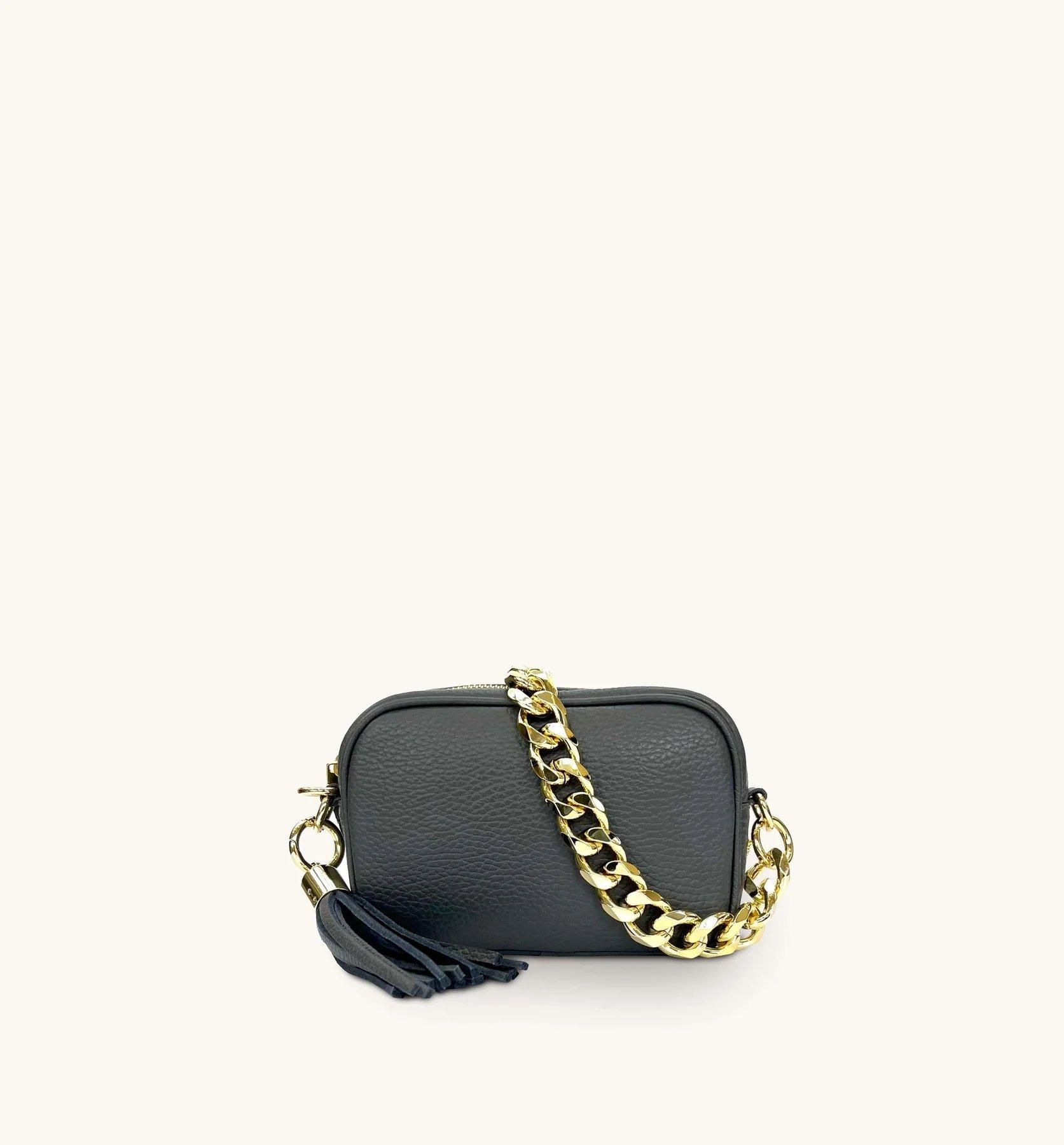 Apatchy London The Mini Tassel Leather Phone Bag With Gold Chain Shoulder Strap image 1
