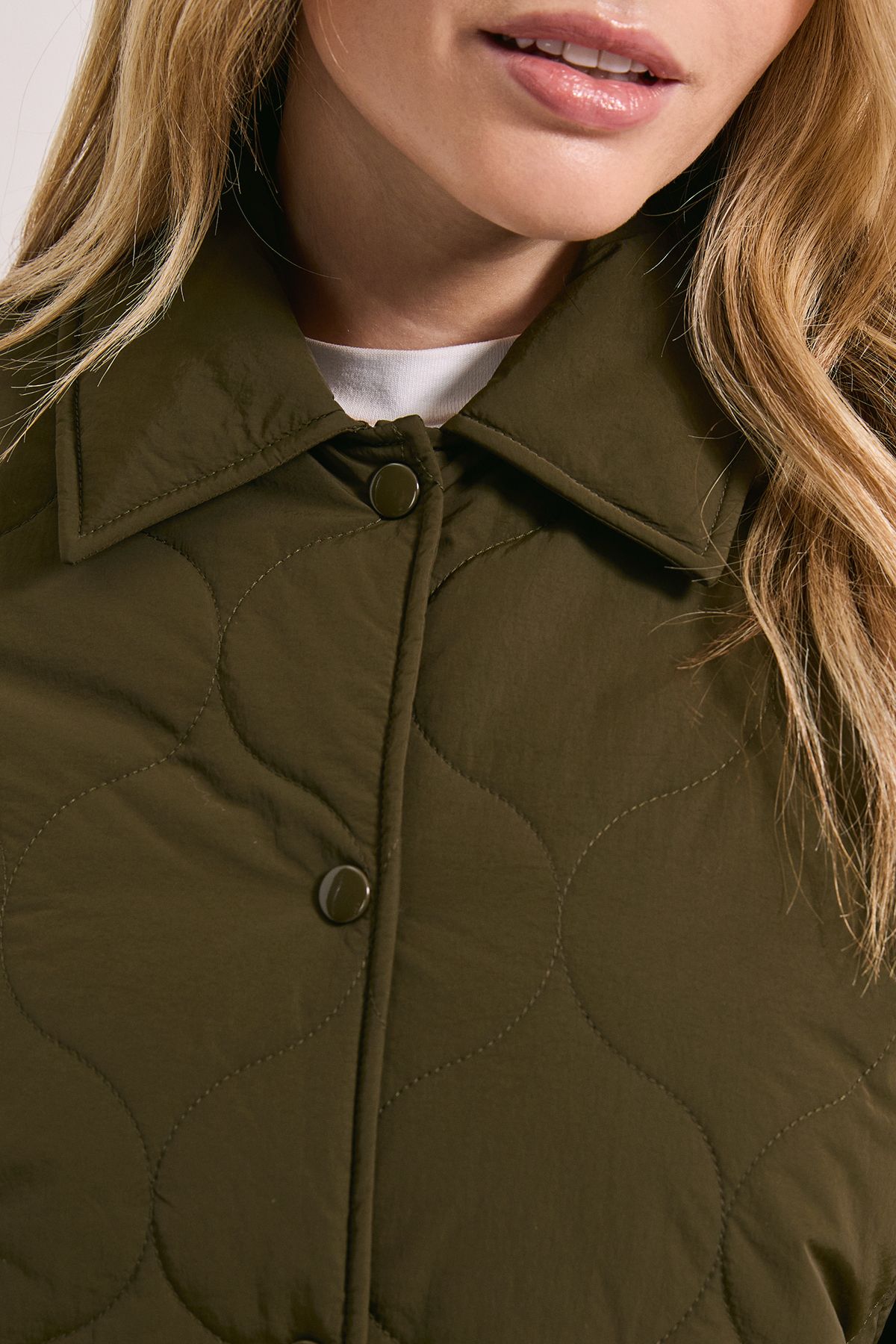 Dorothy Perkins Quilted Collared Jacket Olive image 5