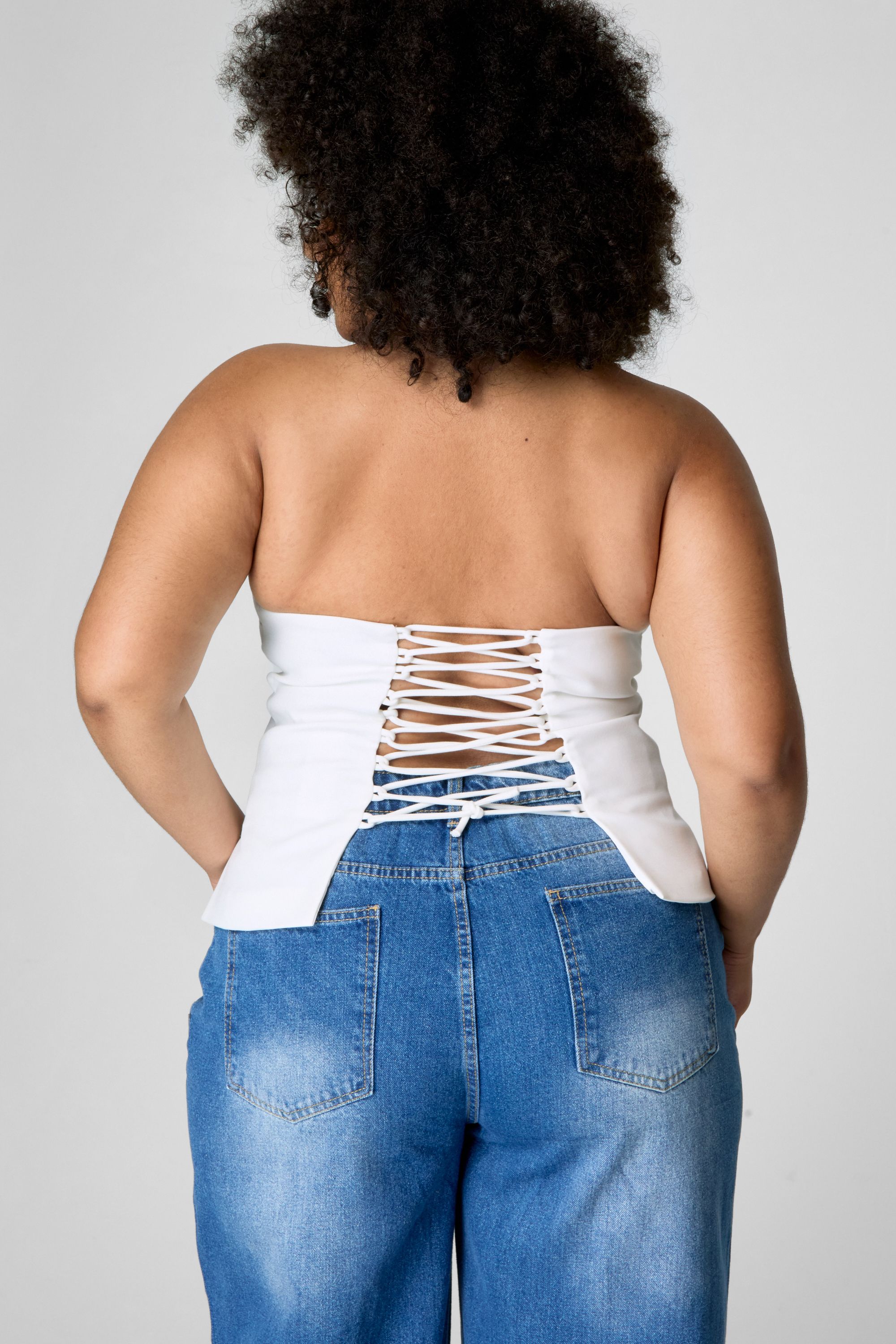 NastyGal Plus Halter Lace Back Waistcoat White image 4