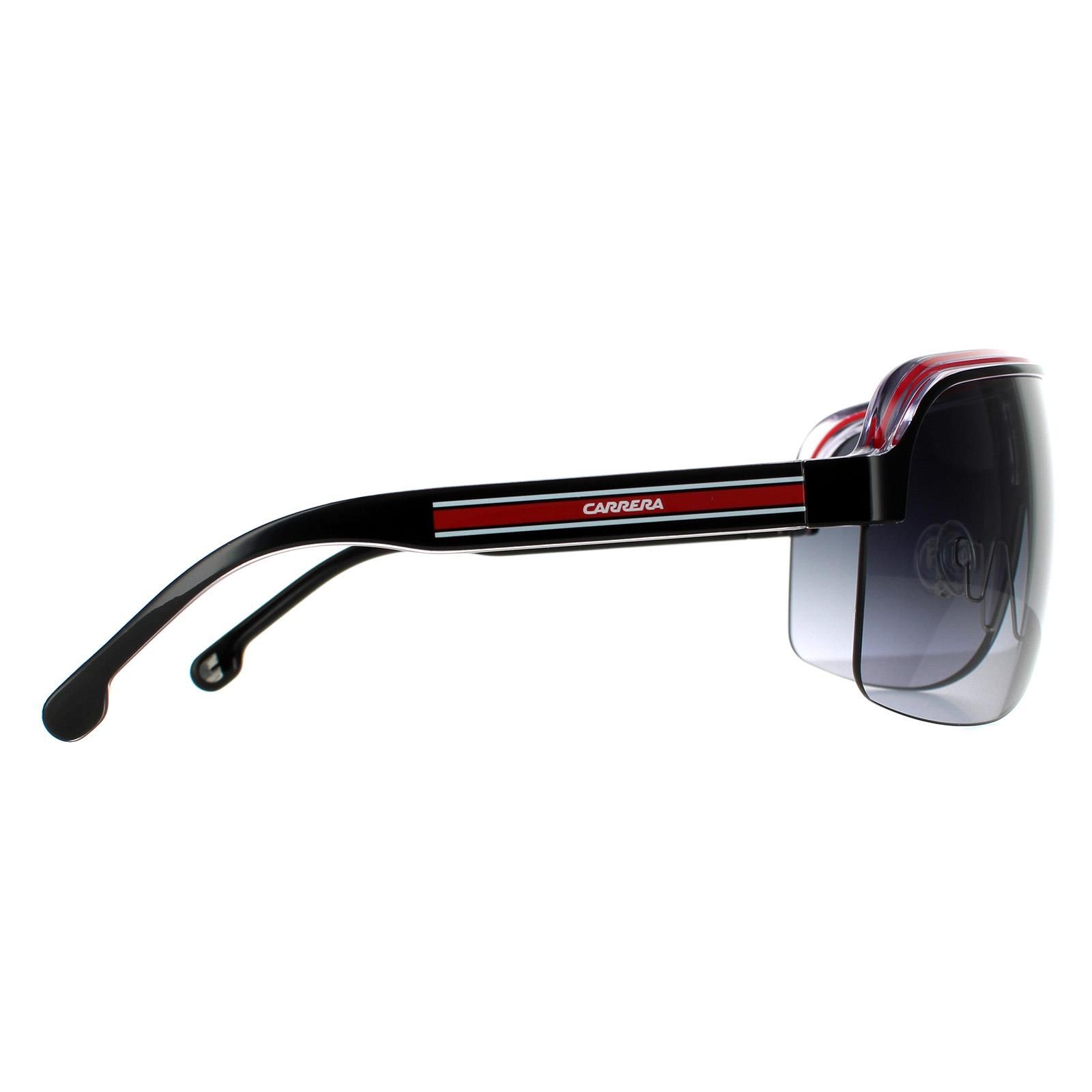 Carrera Shield Black Crystal White Red Dark Grey Gradient Sunglasses image 4