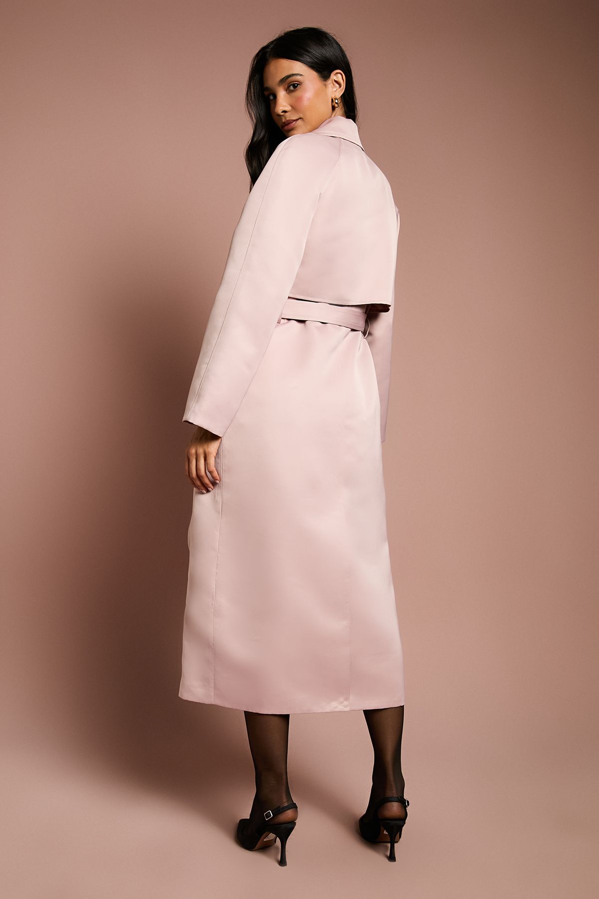 Coast Blush Satin Occasion Belted Trench Coat Blush image 3