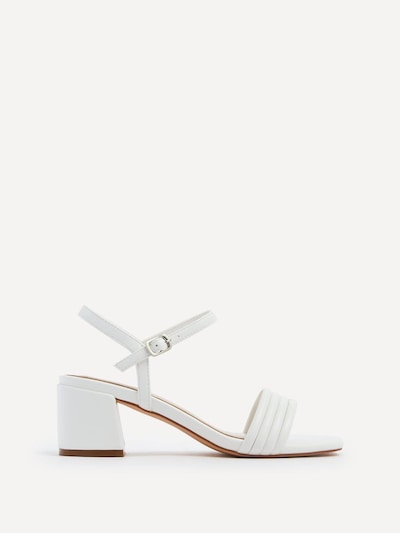Linzi Toronto White Faux Leather Block Heeled Sandal