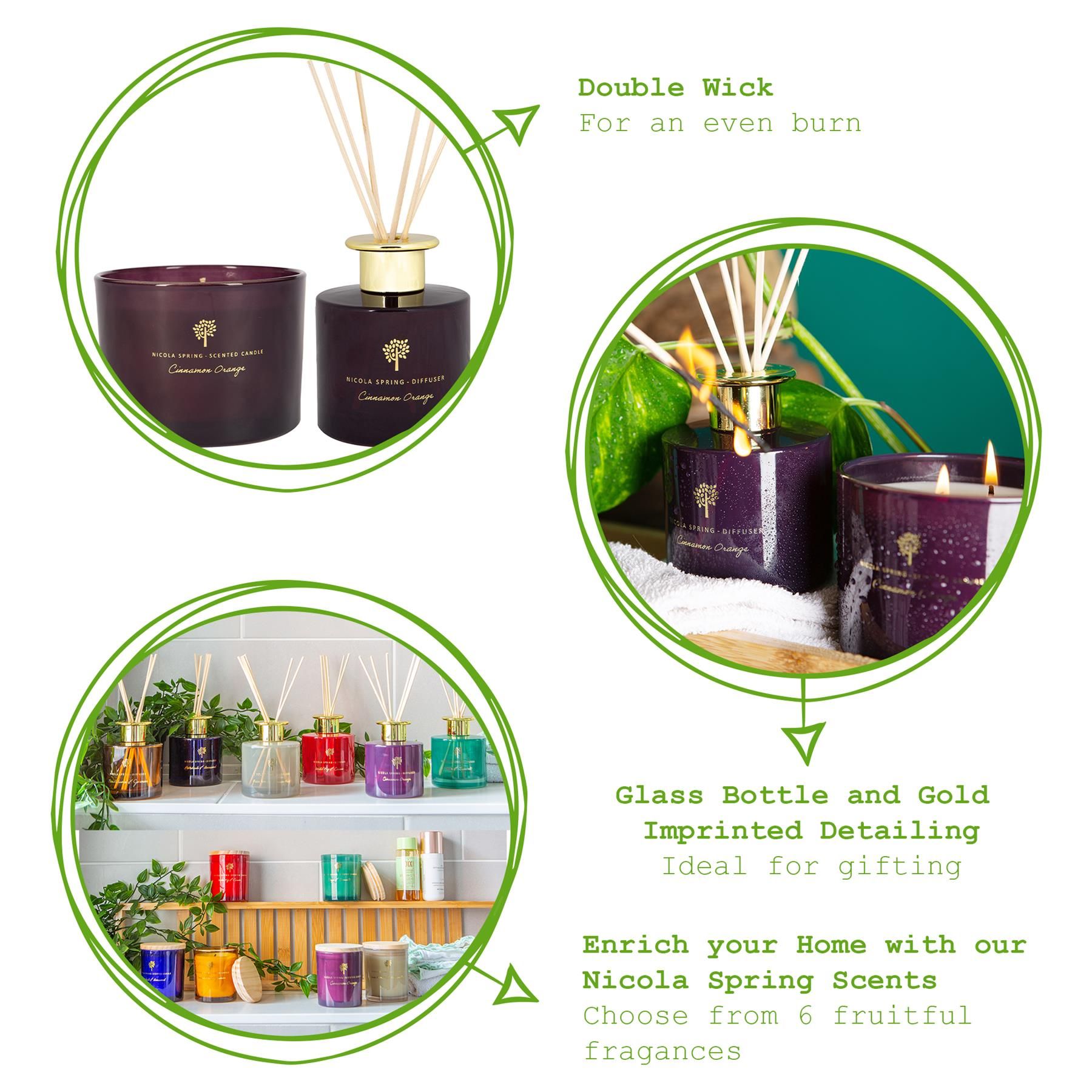 Nicola Spring Cinnamon Orange Candle & Diffuser Gift Set - 350g Jar + 200ml Diffuser image 4