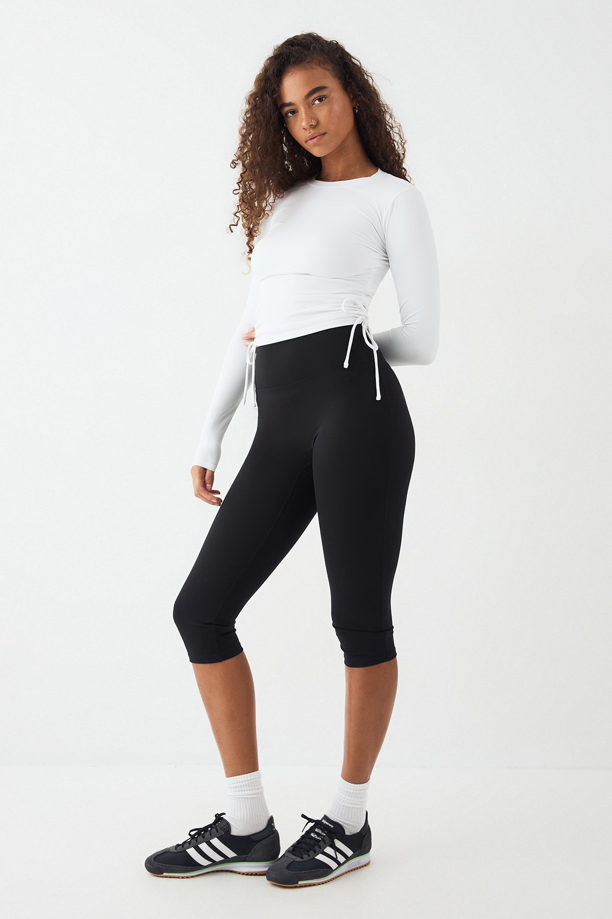 DSGN Studio DSGN Studio Ultra Sculpt Ruched Side Long Sleeve Top White image 3