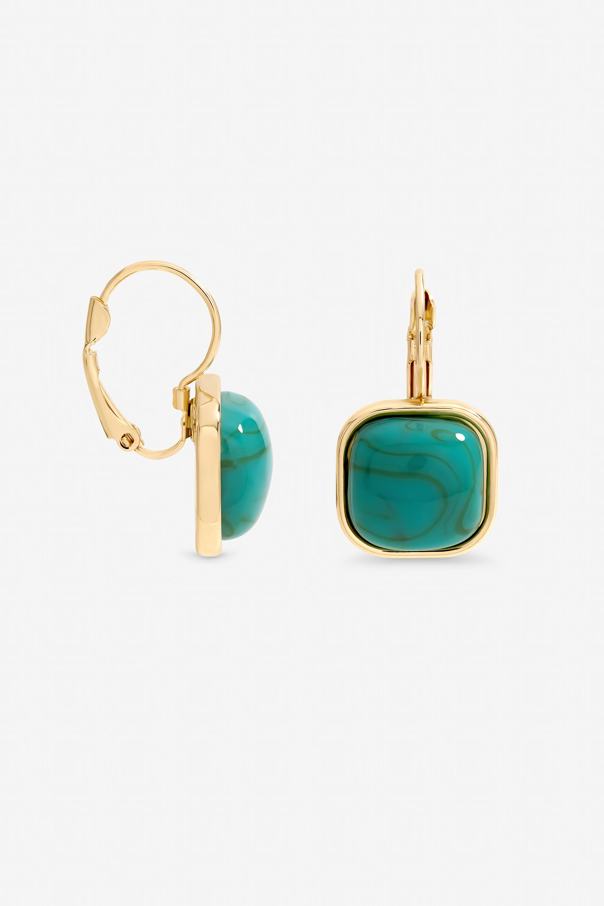 Mood Gold Plated and Turquoise Stone Drop Earrings image 1