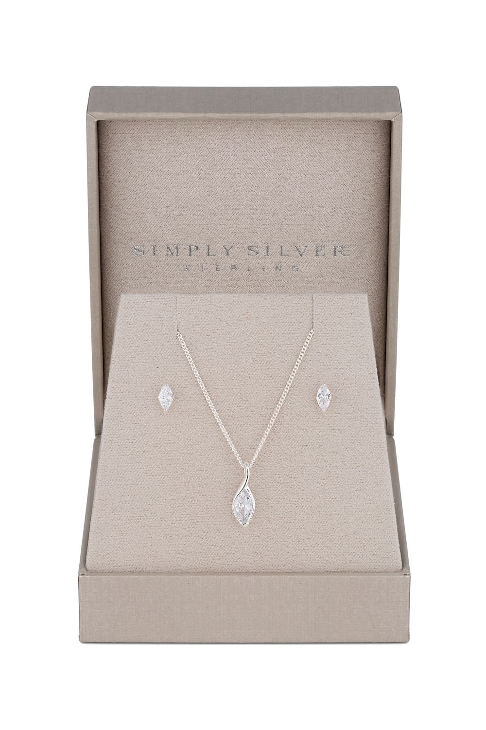 Simply Silver Sterling Silver 925 Marquisse Navette Set - Gift Boxed
