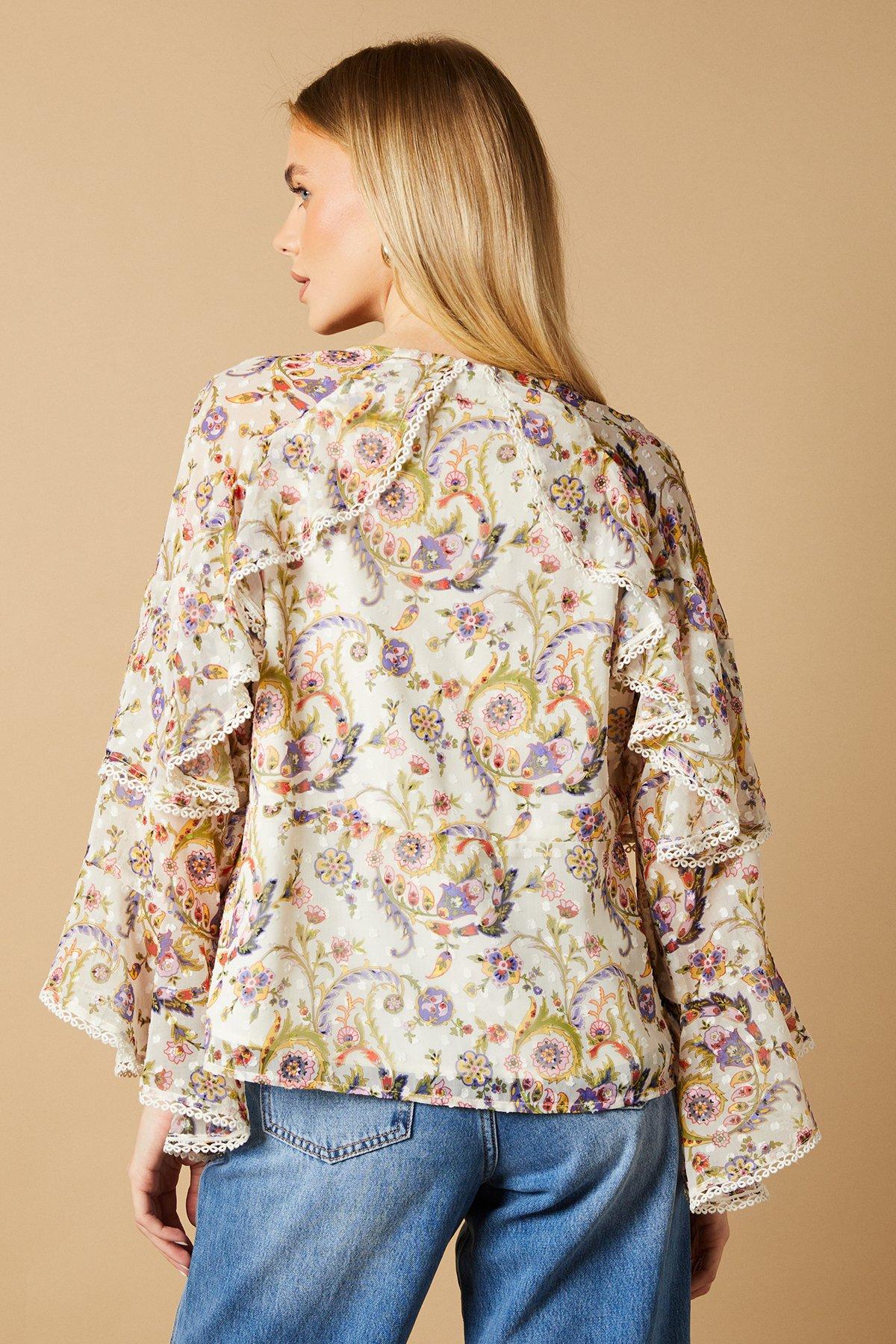 Oasis Boho Ruffle Peplum Blouse Ivory image 3