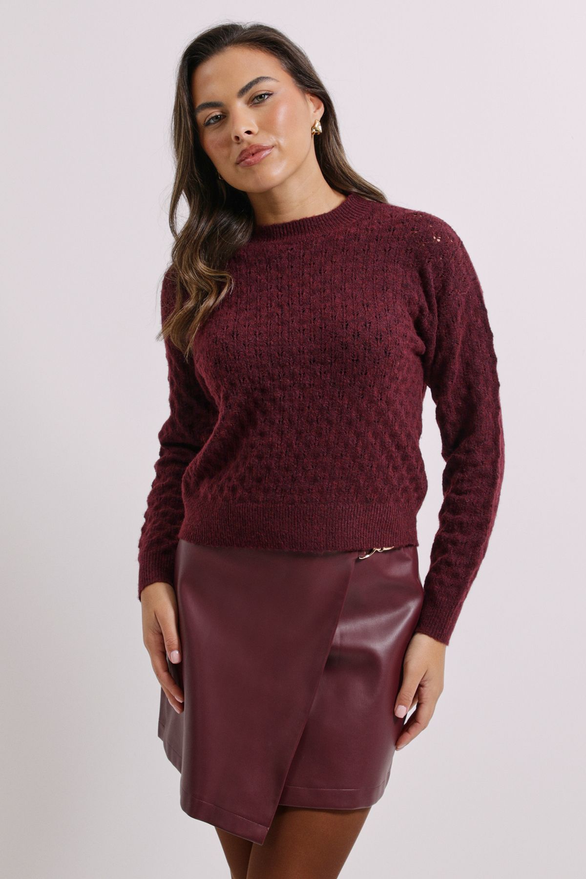 Dorothy Perkins Plum Pointelle Jumper Plum image 2
